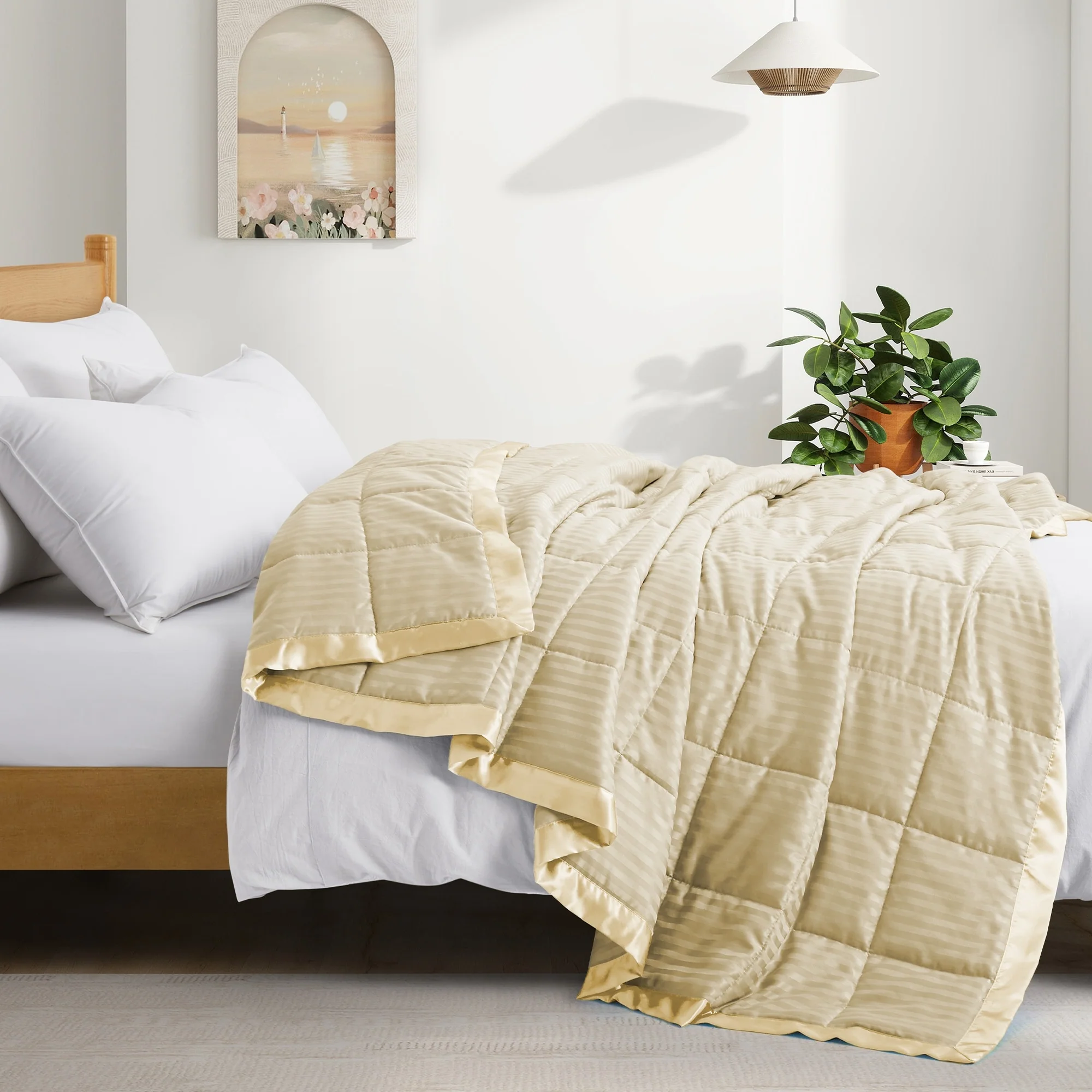 Hotel Quality Luxury All Season Jacquard Soft Bed Blanket with Satin Trim, Cozy and Warm