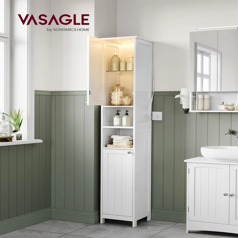Tall Bathroom Cabinet with Lights - 11.8