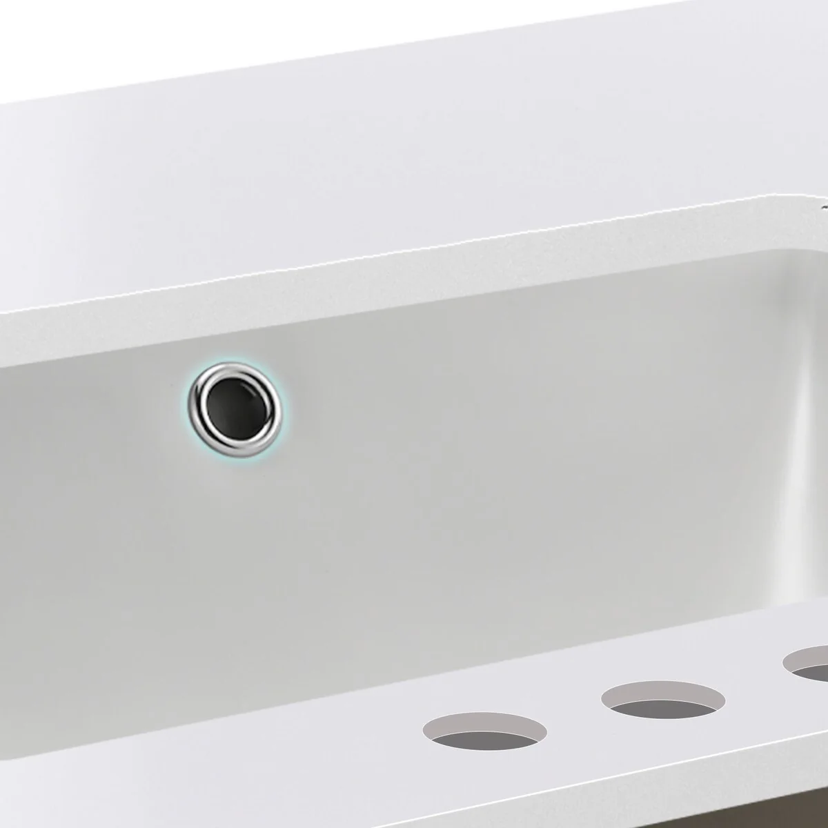 PROOX 60 inch Culture Marble Bath Solid White Vanity top with Double Rectangular Sink