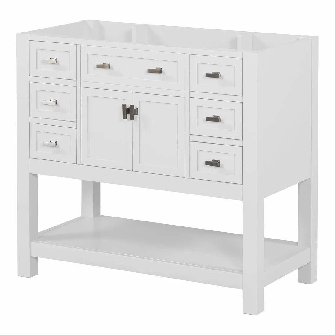 36'' Modern Bathroom Bathroom Vanity with Sink and 6 Drawers，2 Soft Closing Doors