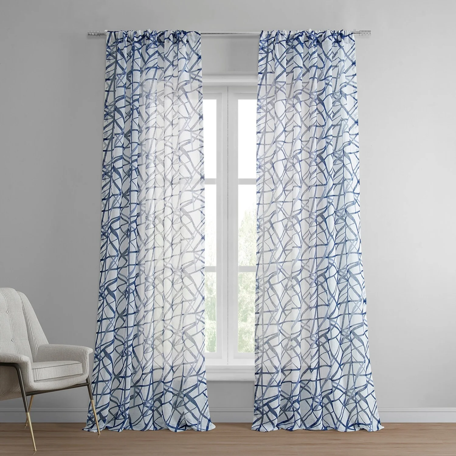 Exclusive Fabrics Matrix Printed Faux Linen Sheer Curtain (1 Panel)
