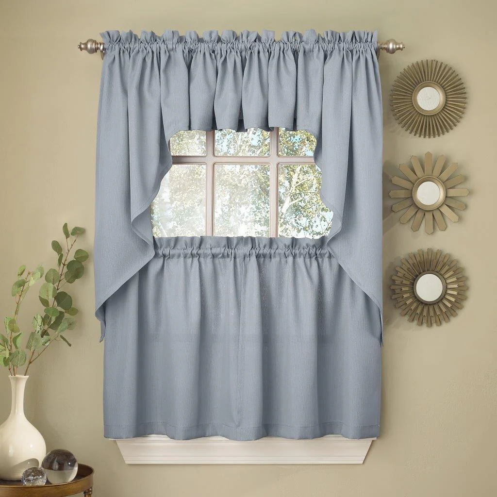 Opaque Ribcord Kitchen Curtain Pieces - Tiers/ Valances/ Swags