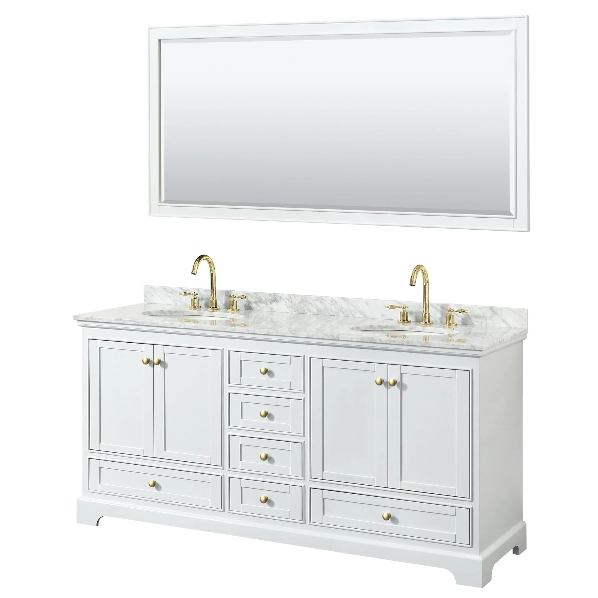 Deborah 72-inch Double Vanity, Oval Sinks, 70-inch Mirror