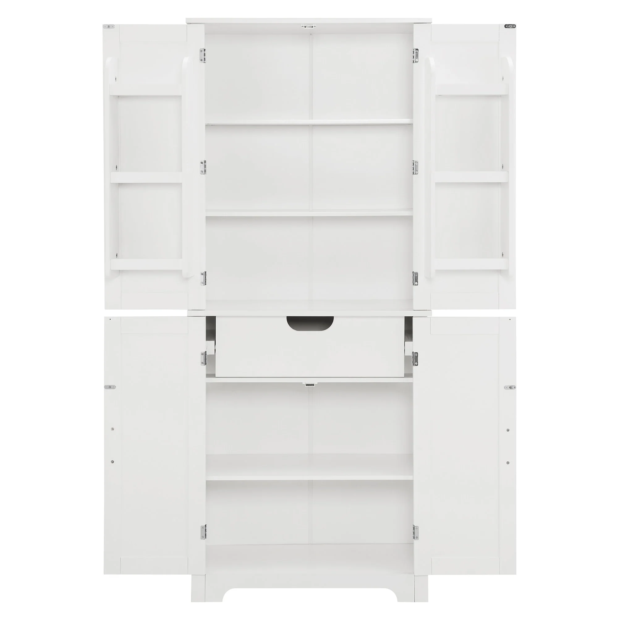 Bathroom storage cabinets with open shelves