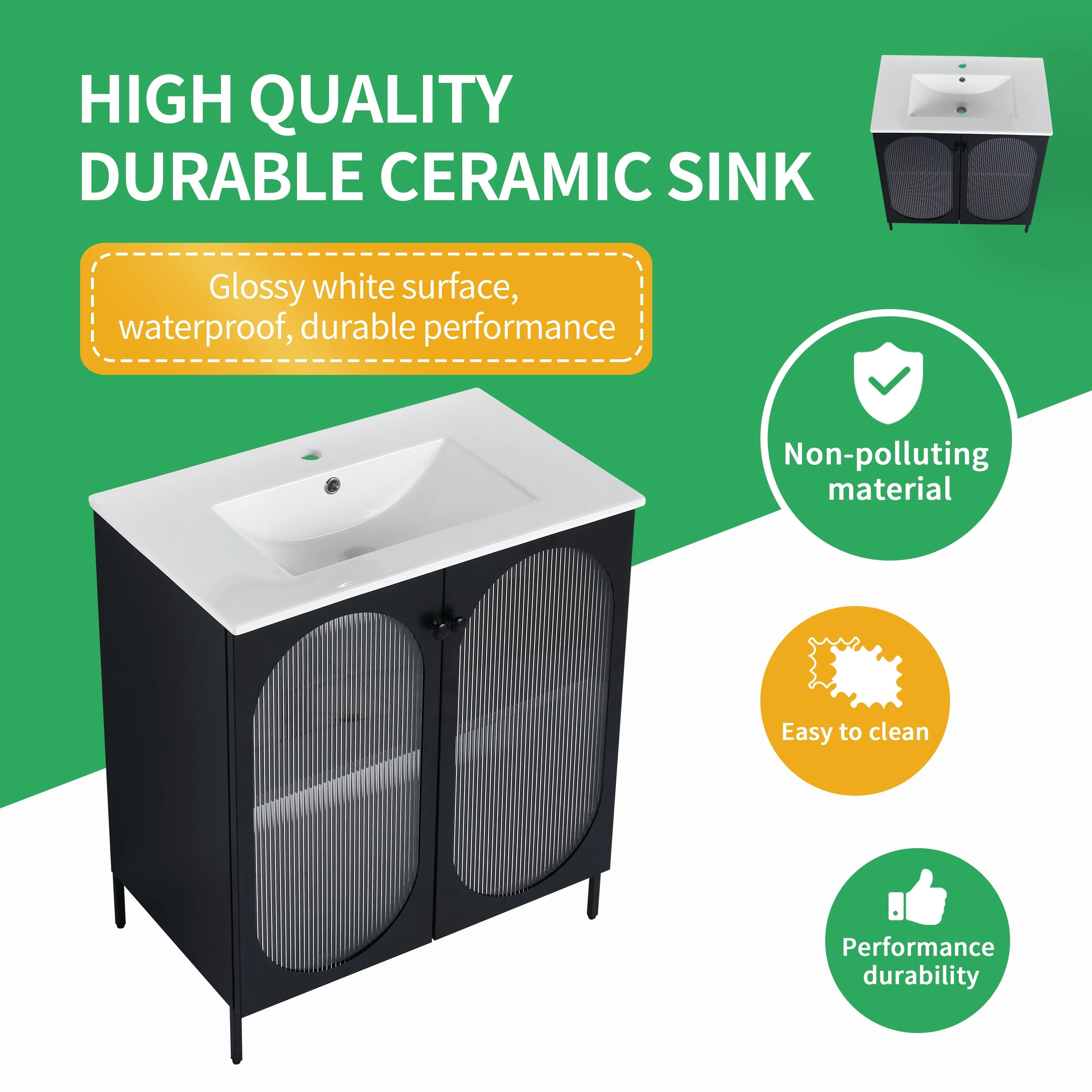 BNK 24/30 inch Freestanding Single Sink Bathroom Vanity with Soft Close Door and 1 adjustable shelf