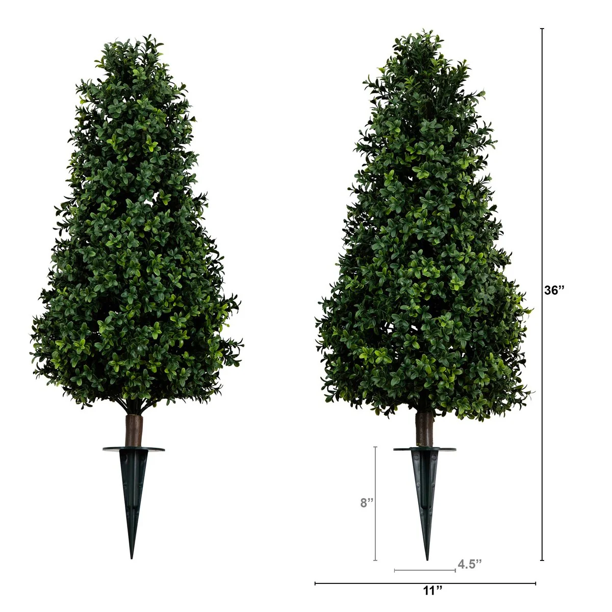 3' UV Resistant Artificial Boxwood Plant with Stake - Set of 2 - Green