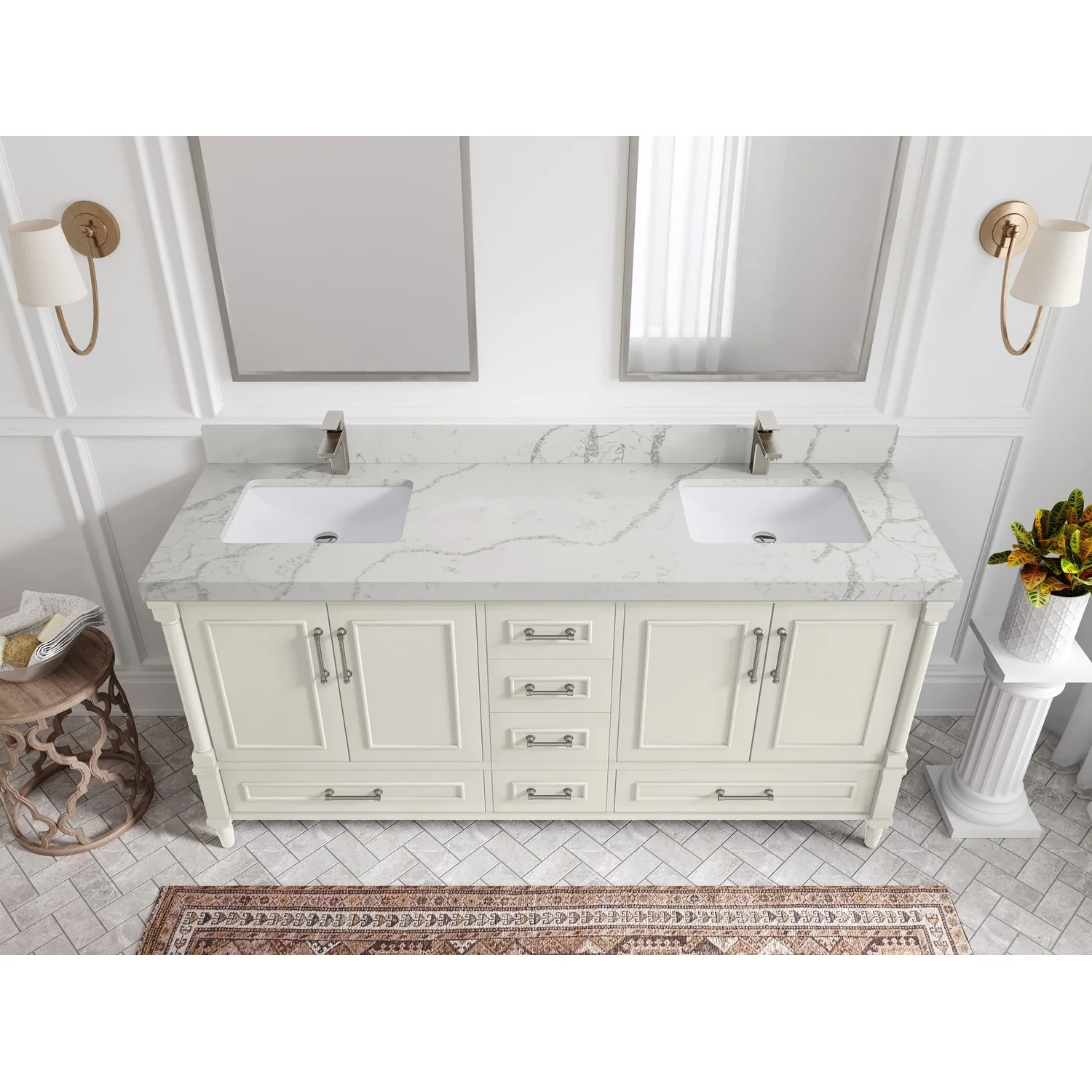 Willow Collections 72 in. W x 22 in. D Aberdeen Double Sink Bathroom Vanity with Countertops