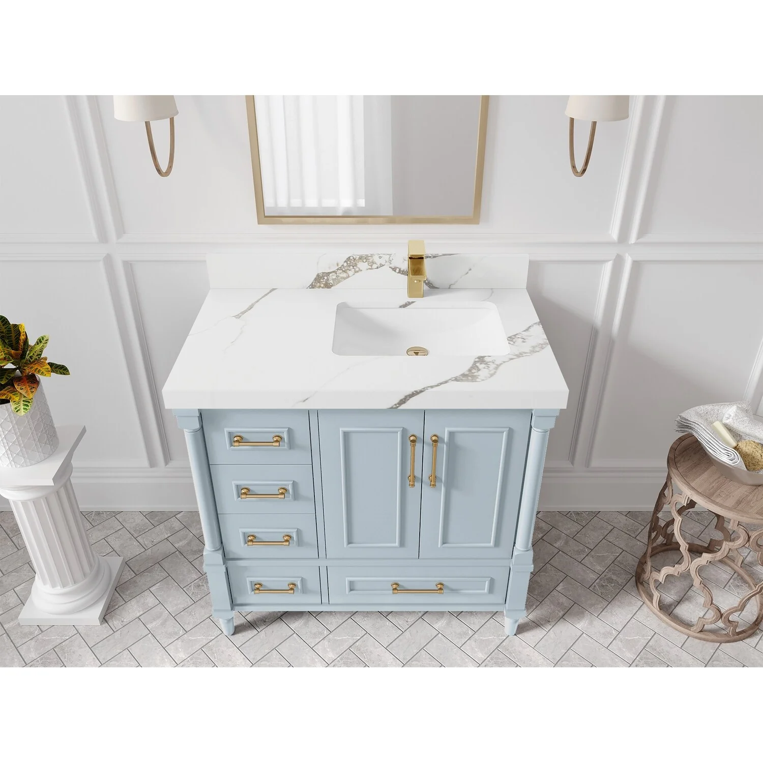 Willow Collections 36 in. W x 22 in. D Aberdeen Right Offset Sink Bathroom Vanity with Countertop