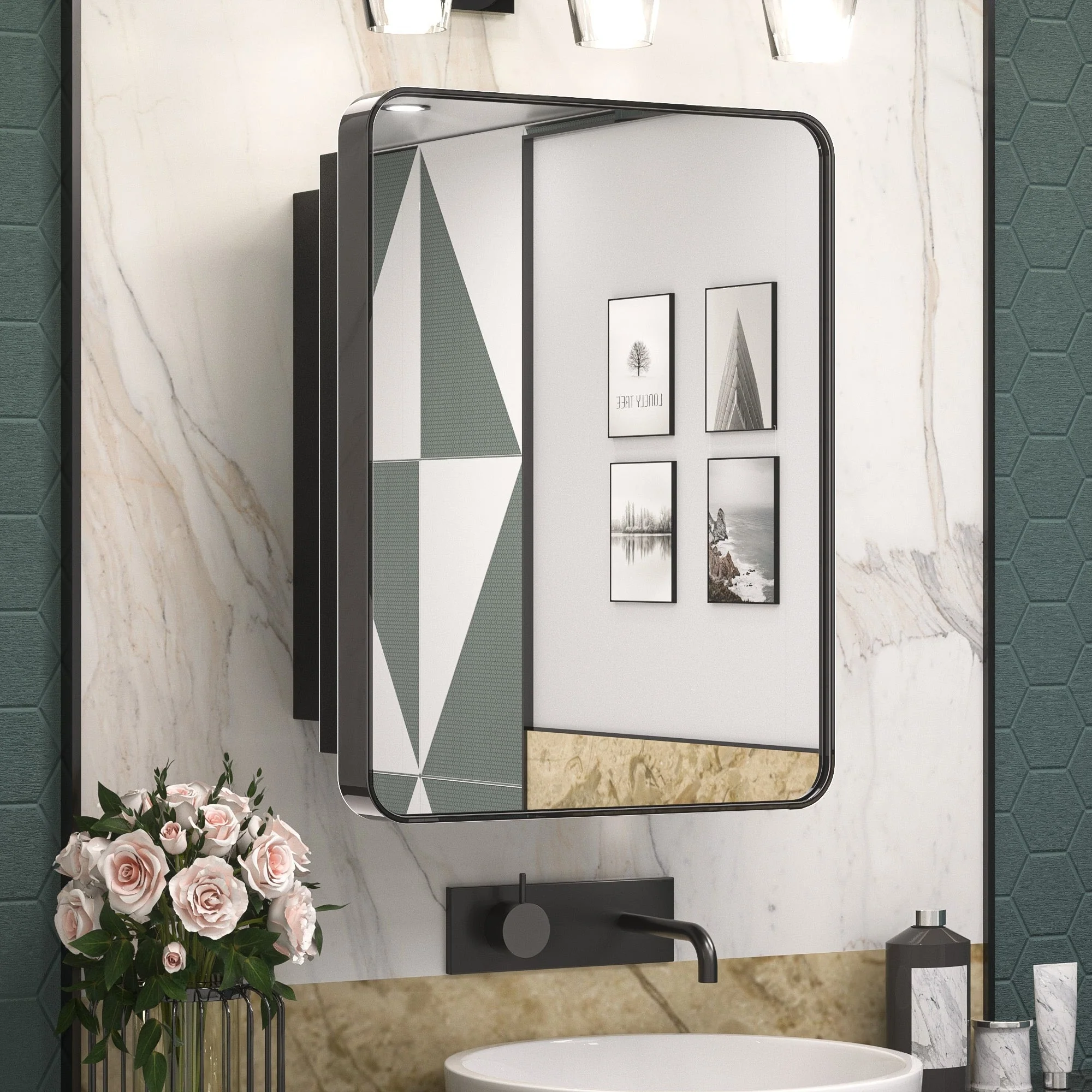 KEONJINN Medicine Cabinets for Bathroom with Mirror, Stainless Steel 1-3 Framed Doors