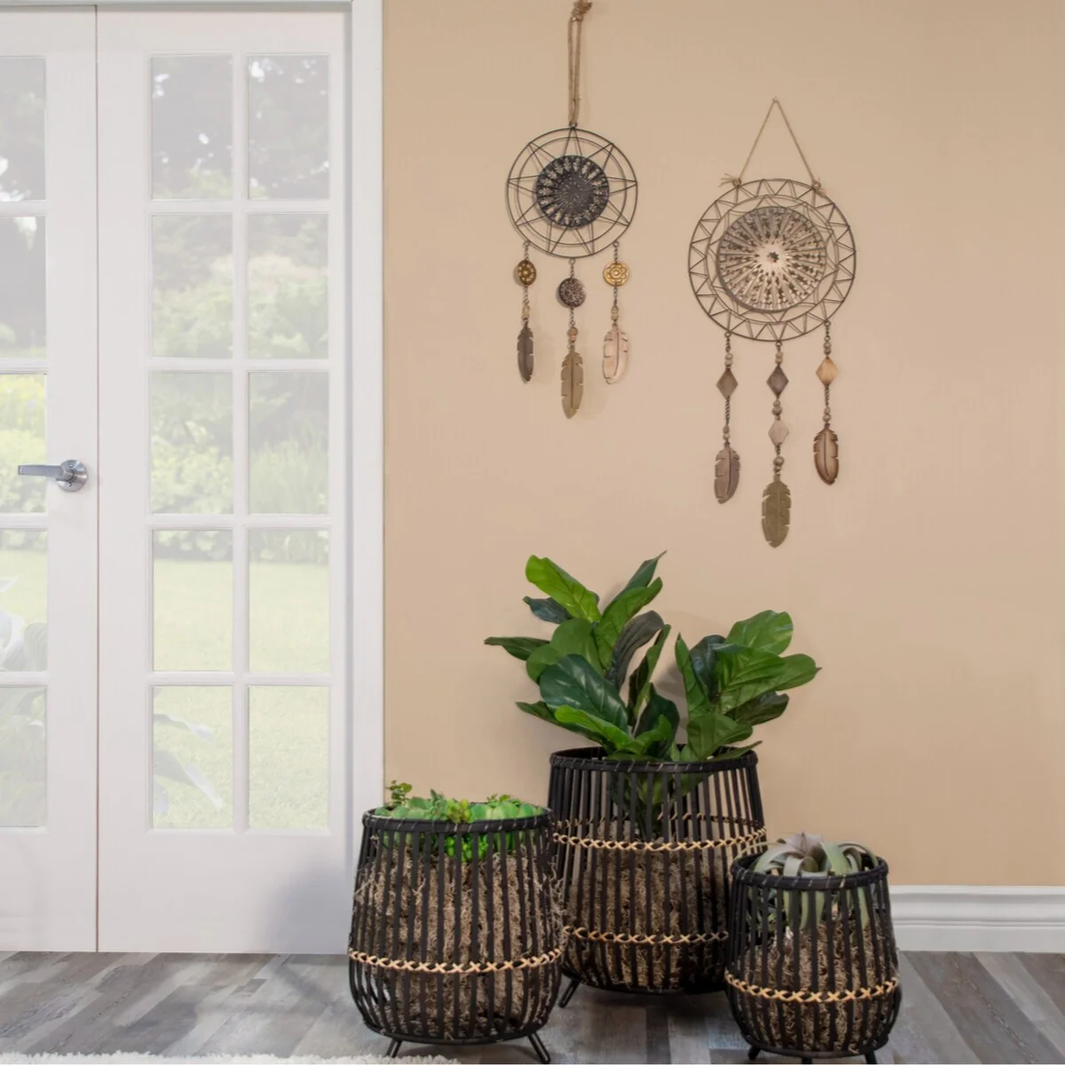 s/3 bamboo footed planters 17/14/10