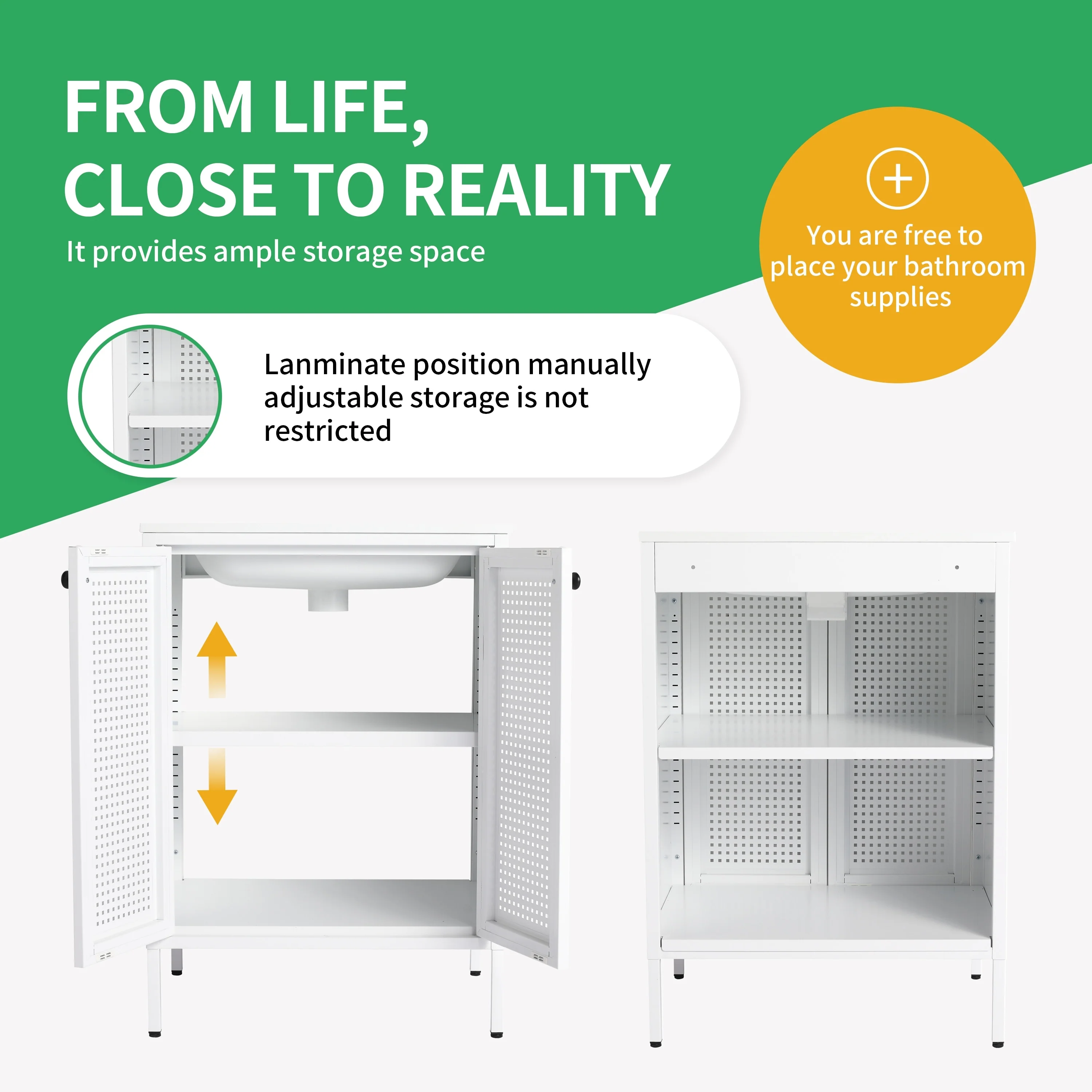 BNK 24/30 inch Freestanding Single Sink Bathroom Vanity with Soft Close Door and 1 adjustable shelf