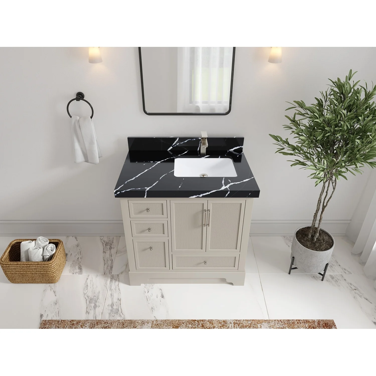 Willow Collections 36 in. W x 22 in. D Alys Right Offset Sink Bathroom Vanity with Countertop