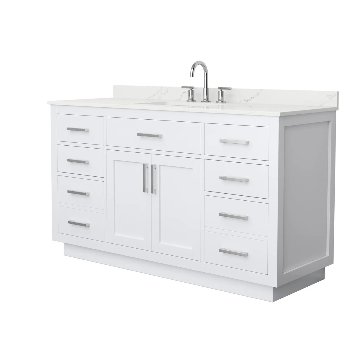 Beckett TK 60-inch Single Vanity, 3 Hole Quartz Top