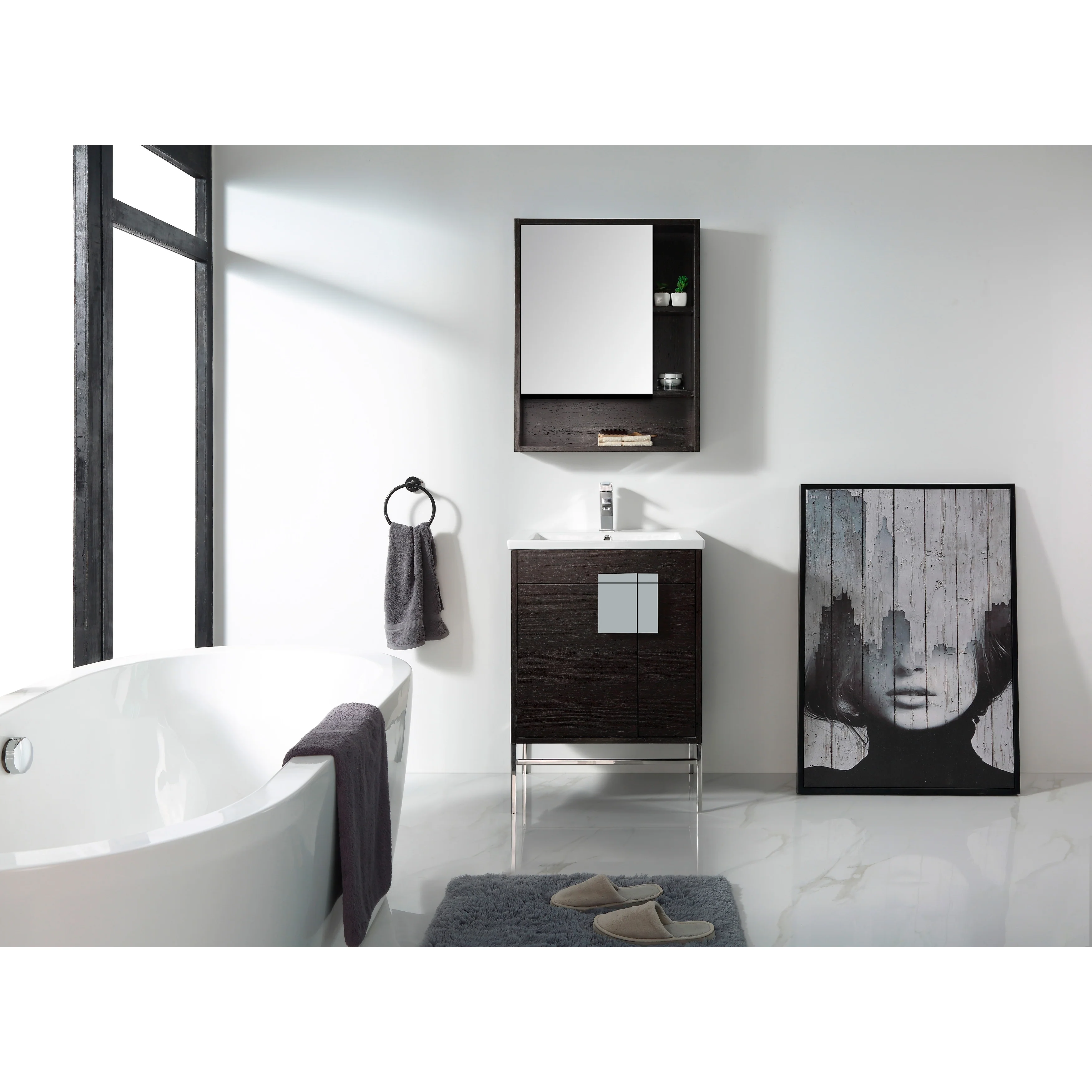 24-inch Modern Bathroom Vanity Set w/ Vitreous China Sink Top