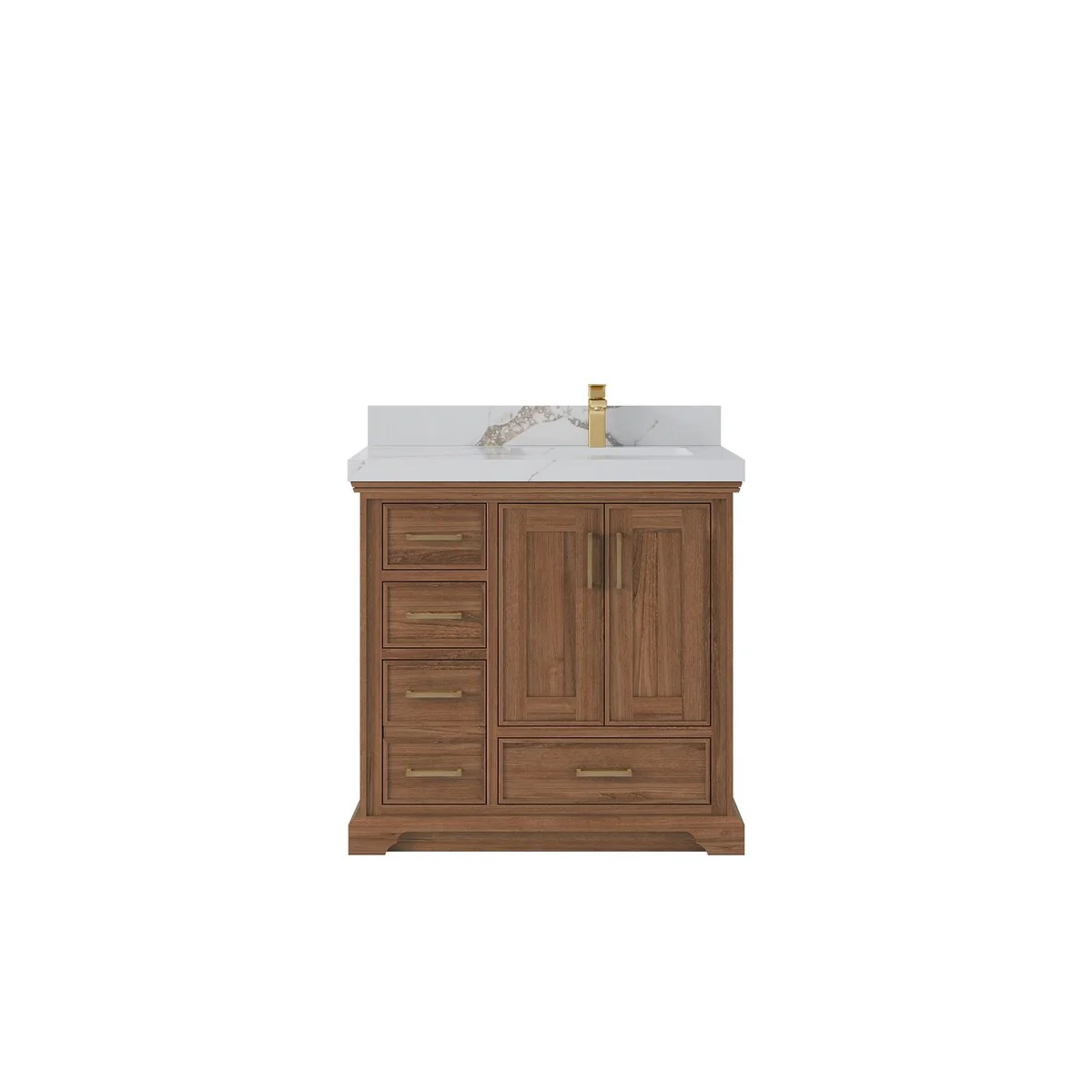 Willow Collections 36 in. W x 22 in. D Charlotte Teak Right Offset Sink Bathroom Solid Teak Vanity with Countertop