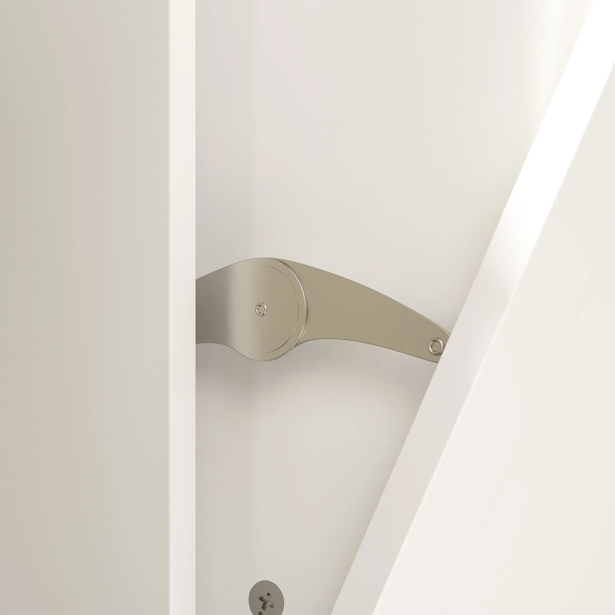 Sleek White Laundry Bathroom Cabinet with Unique Rotating Drawers