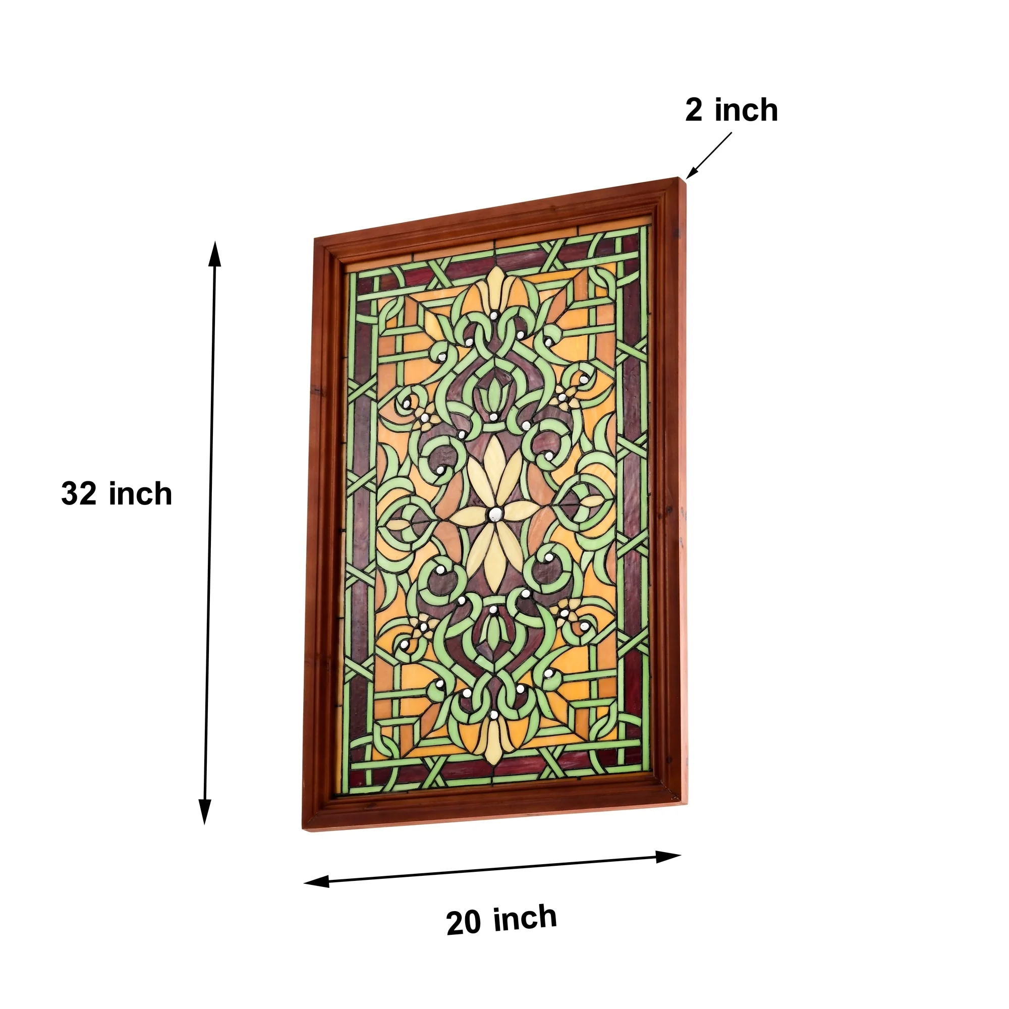 Tiffany-style Wood Frame Stained Glass Window Panel