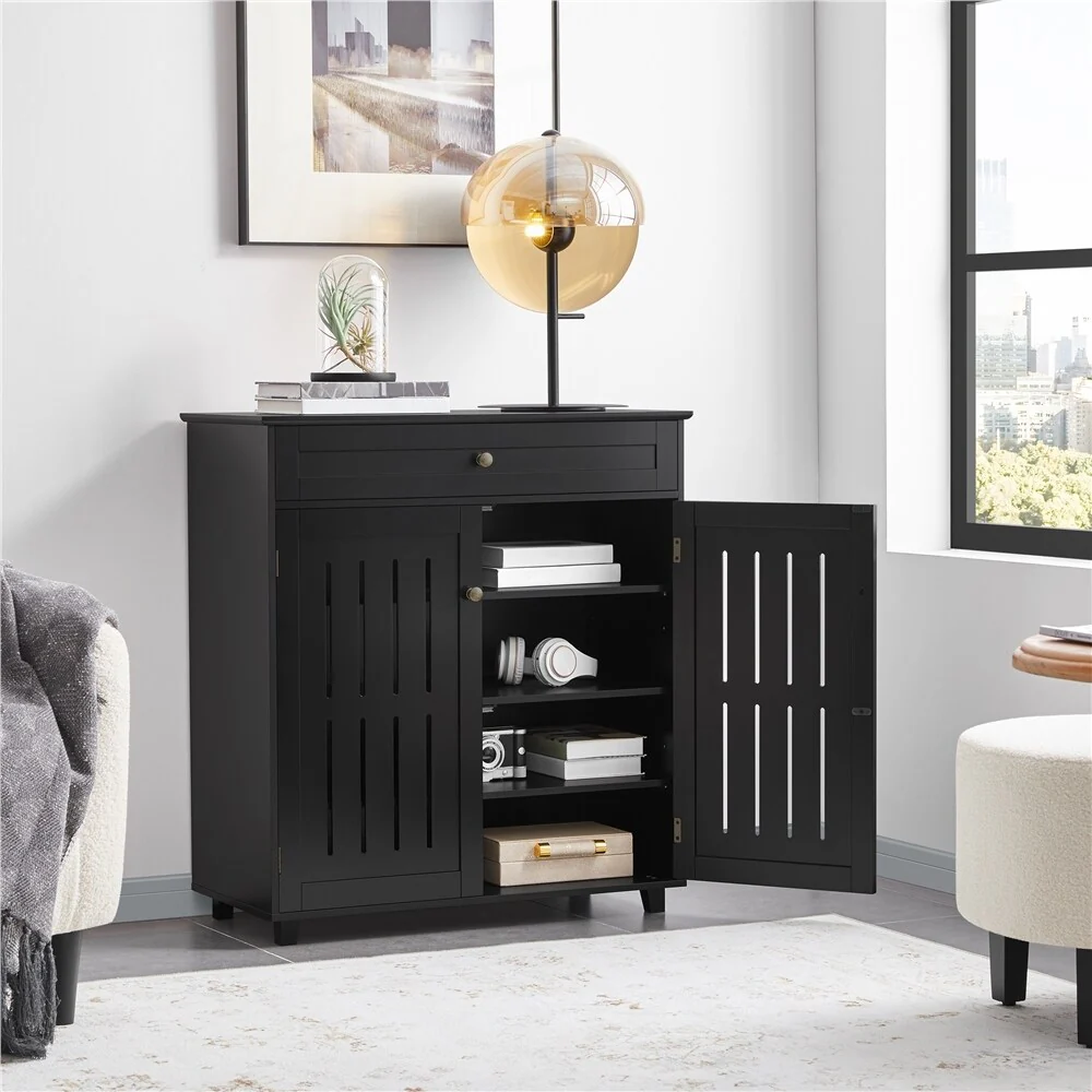 Yaheetech 4 Tier Shoe Storage Cabinet 1 Drawer Closed Adjustable Shoes Rack - 31 x 15 x 34'' (L x W x H)