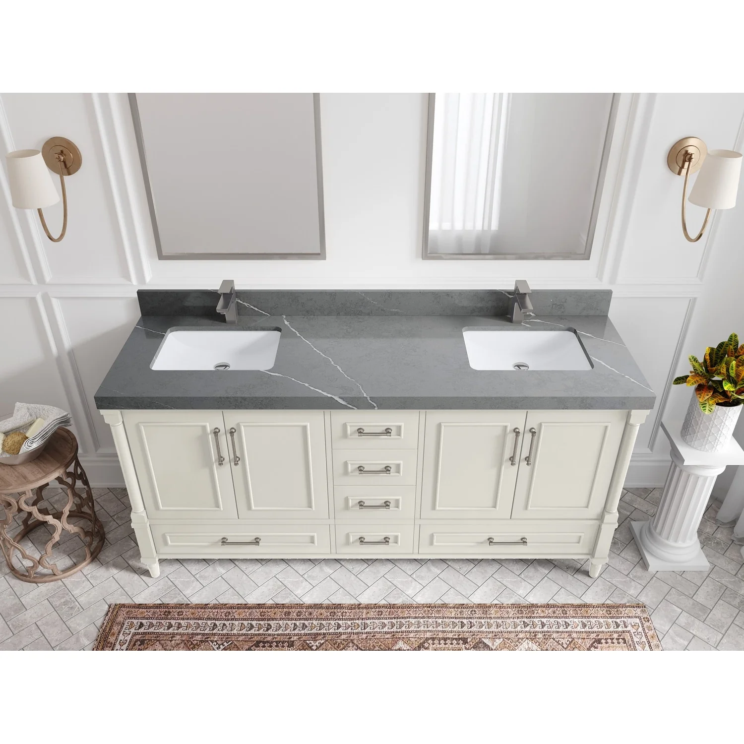 Willow Collections 72 in. W x 22 in. D Aberdeen Double Sink Bathroom Vanity with Countertops