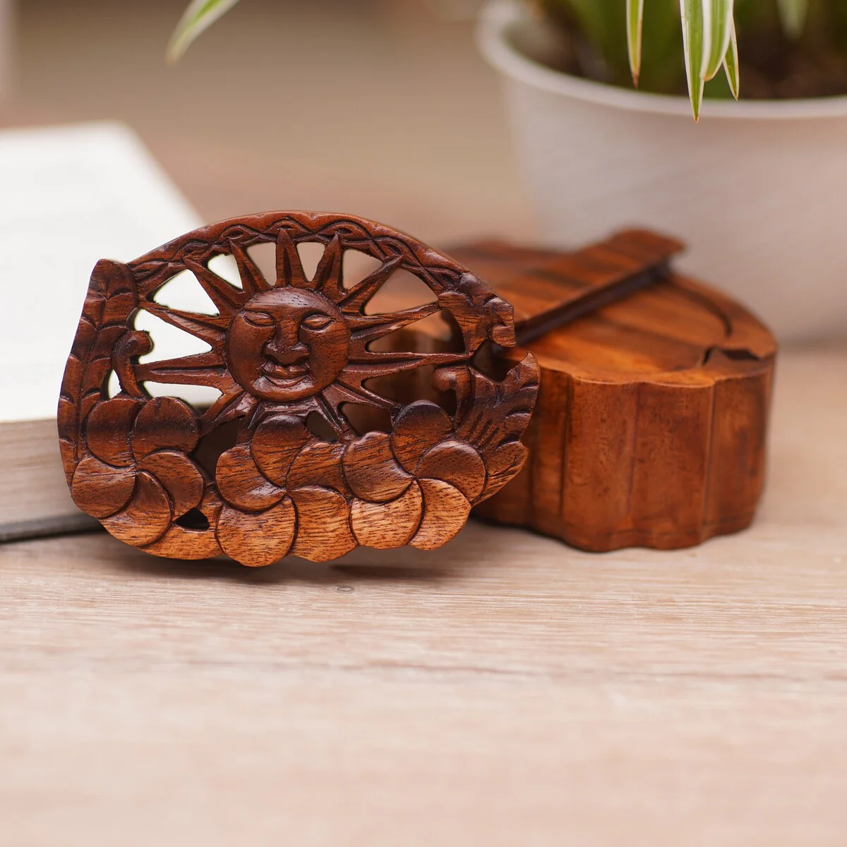 Novica Handmade Sunlight Blooms Wood Puzzle Box