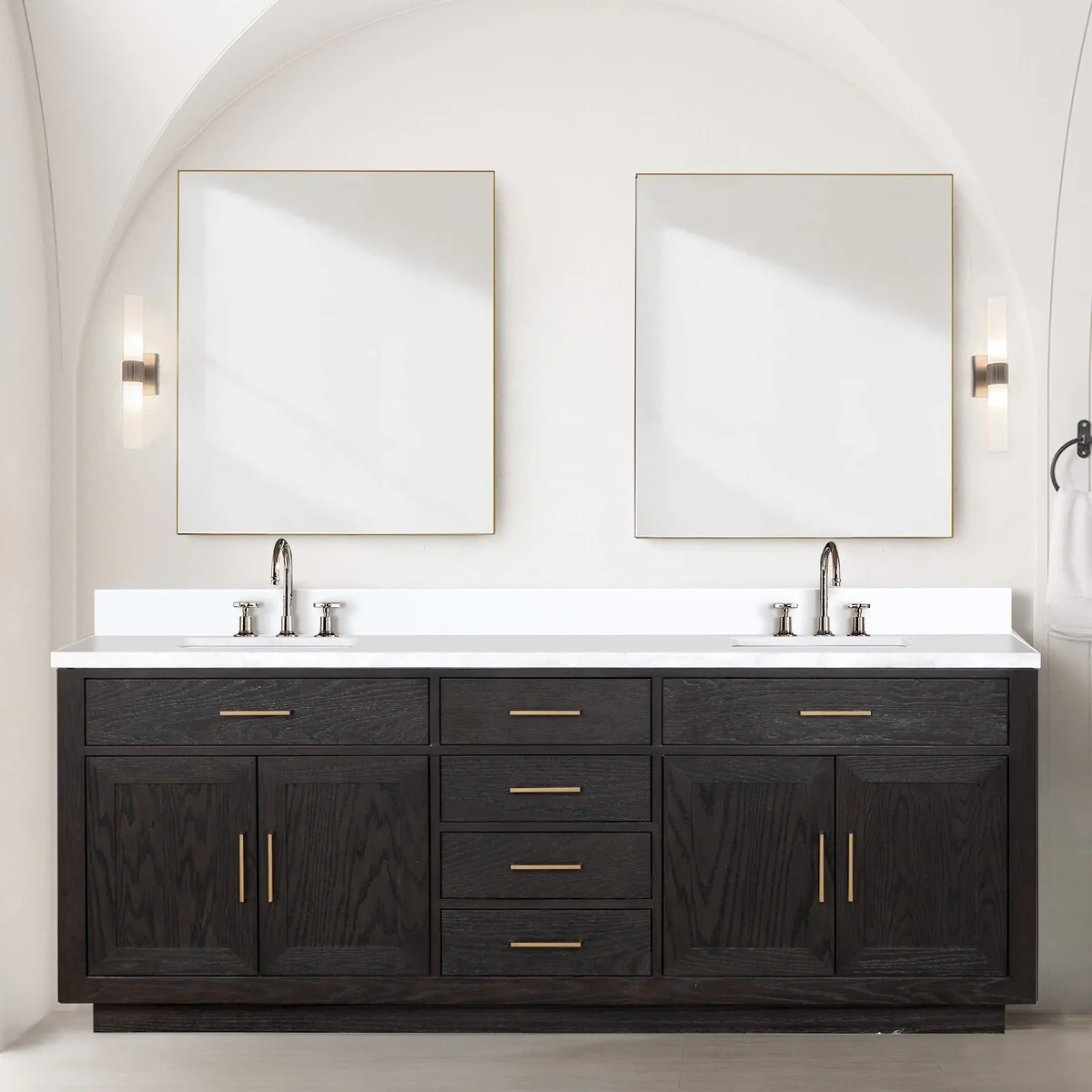 Abbey 60 in W x 22 in D Black Oak Double Bath Vanity and Cultured Marble Top