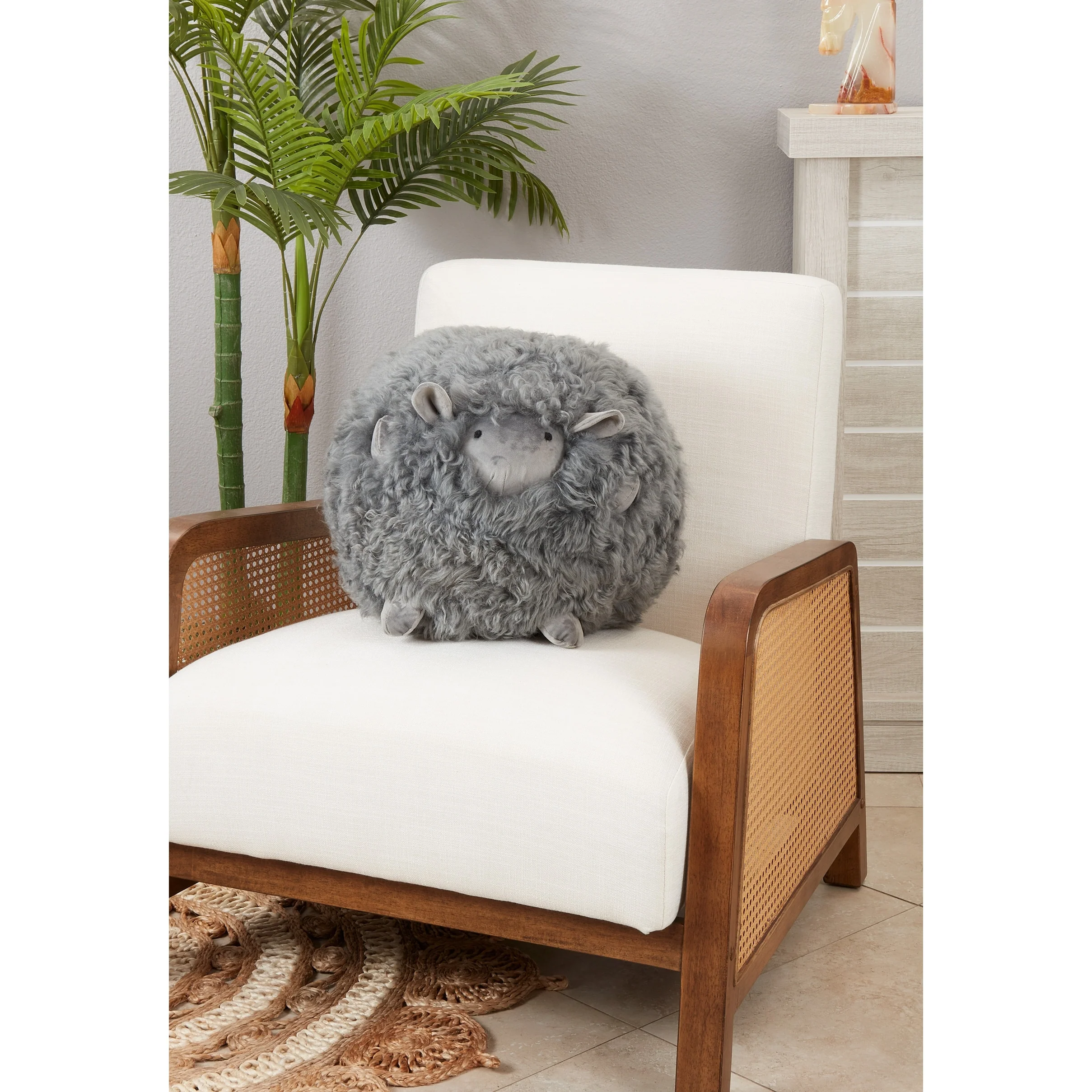 Wooly Wonder Baby Lamb Poly Filled Throw Pillow