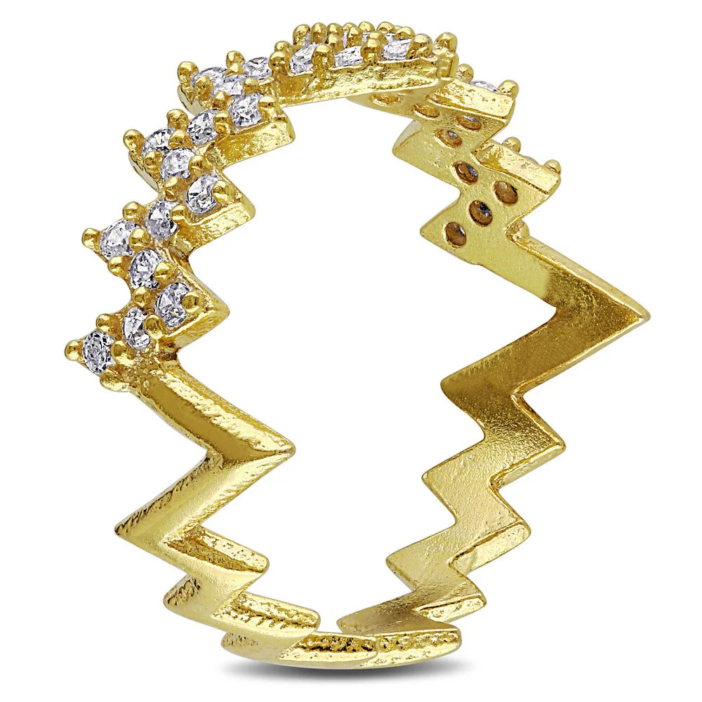 Miadora Yellow Plated Sterling Silver Cubic Zirconia Knuckle Ring