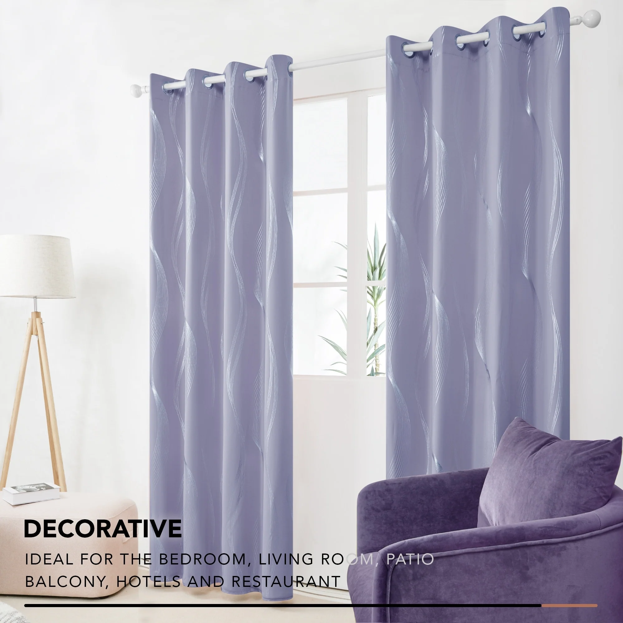 Deconovo Silver Wave 52 Width Curtain Panel Pair (2 Panel)