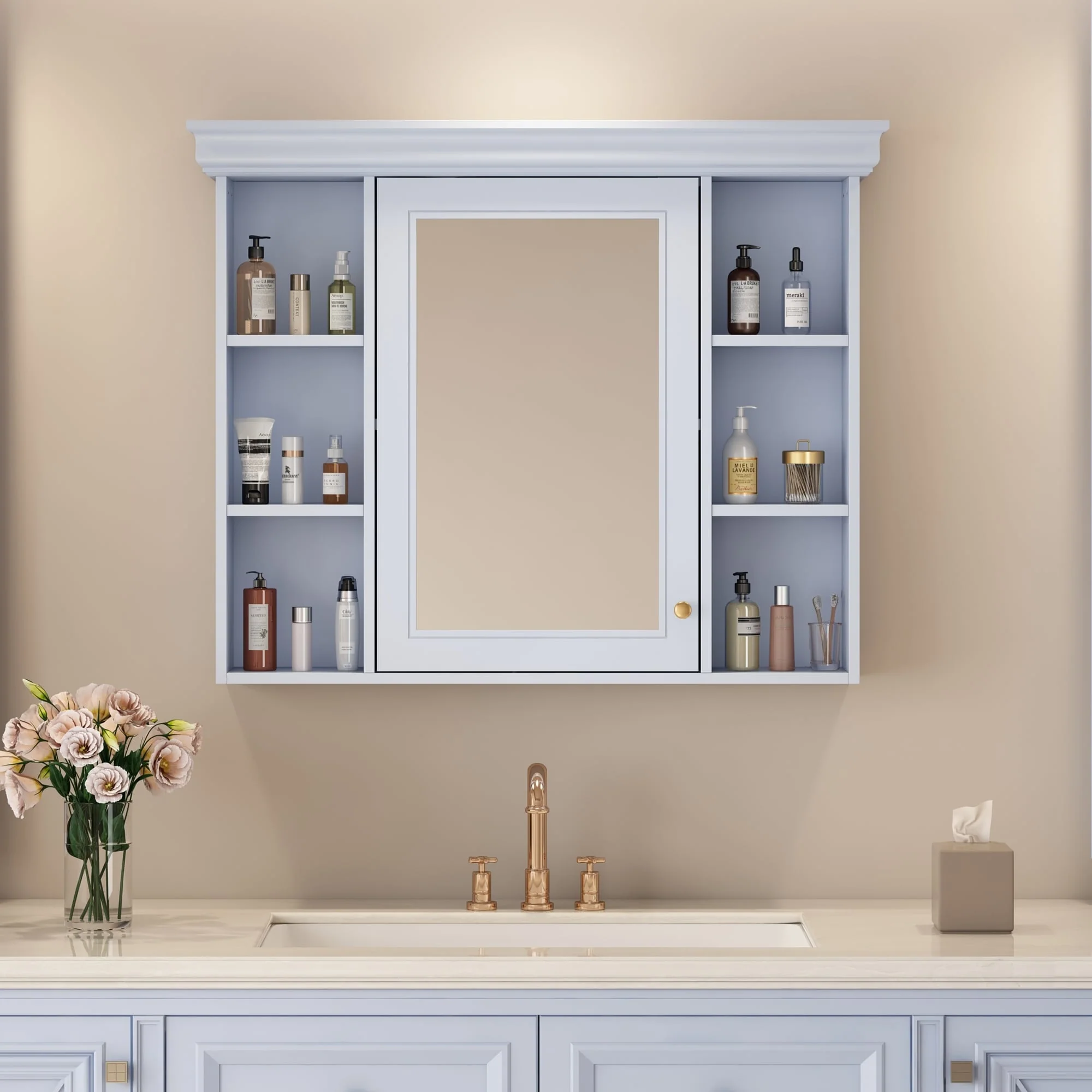 Wall Mounted Bathroom Storage Cabinet with Mirror Door
