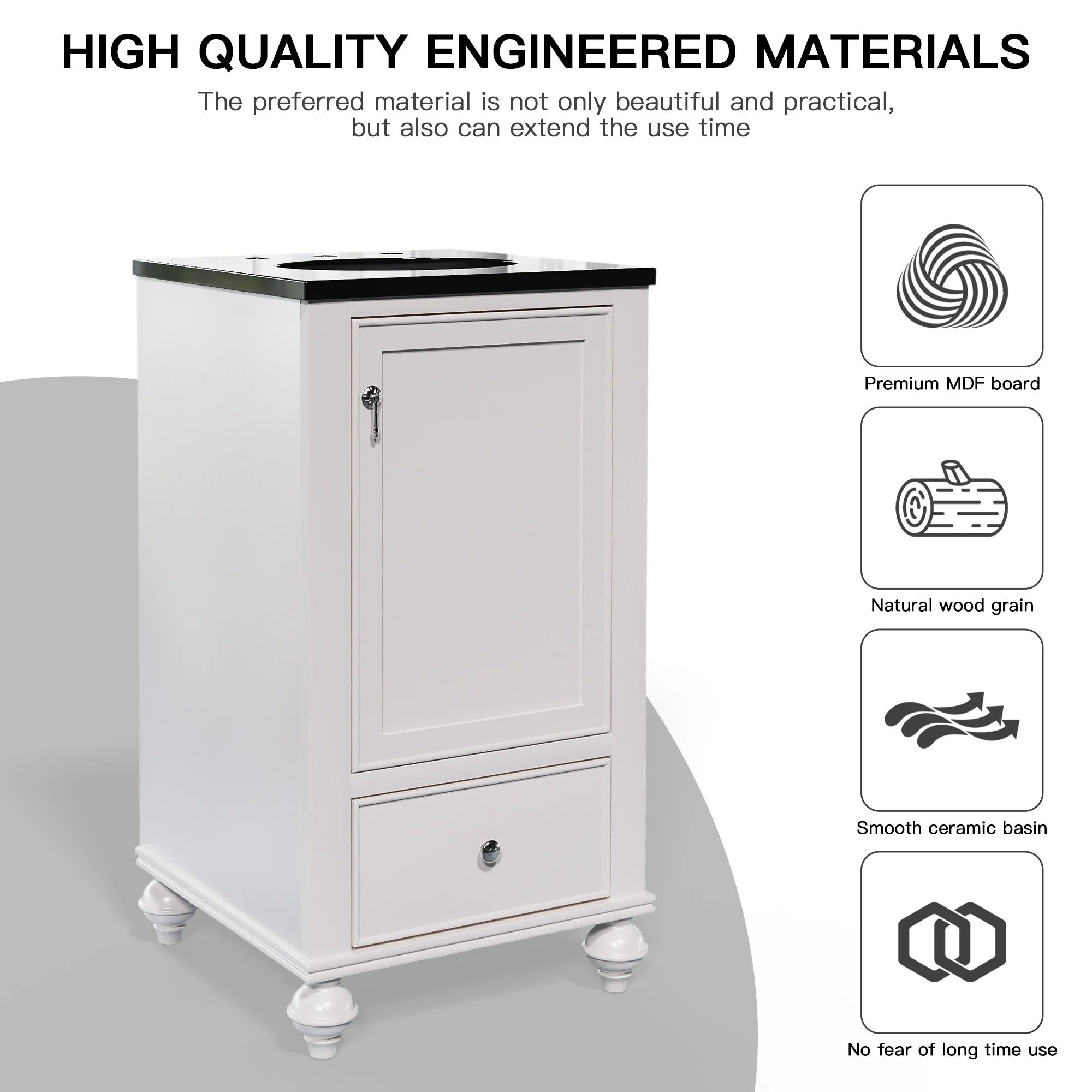 19-Inch Two-Tone Solid Wood Bathroom Vanity with Sink – Compact Space-Saving Design