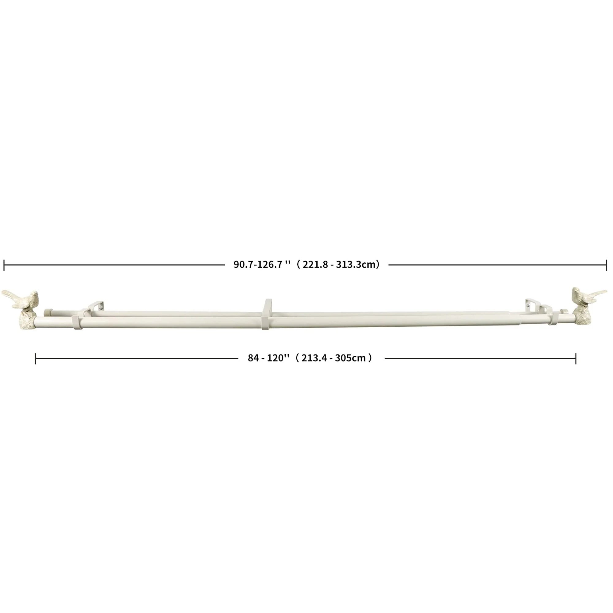 MERIVILLE 1-Inch Diameter Double Window Curtain Rod, Bird Finials