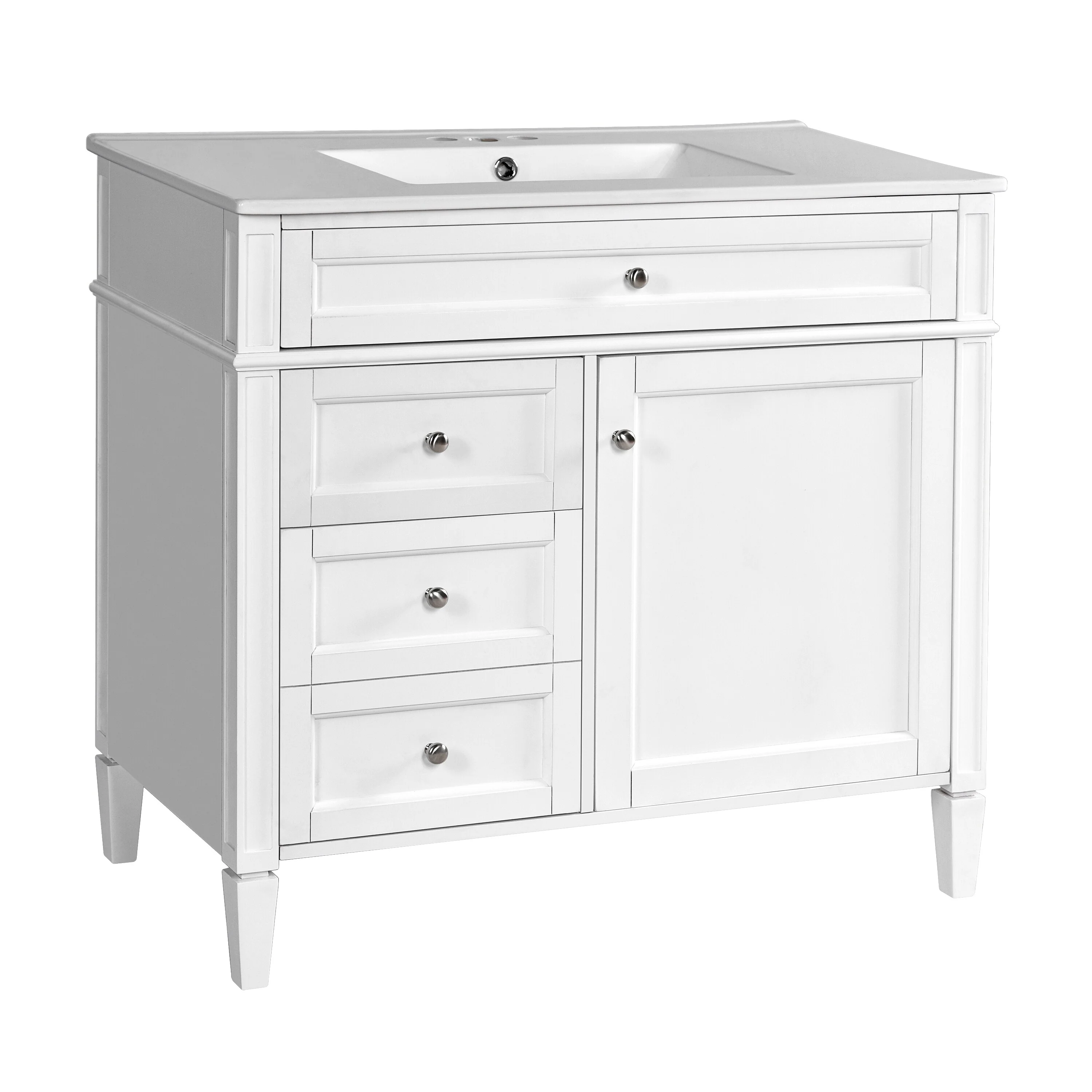 Bathroom Vanity with Single Sink, Bathroom Vanities with 2 Drawers, Bathroom Storage Cabinet with 1 Tip-Out Drawer and 1 Door