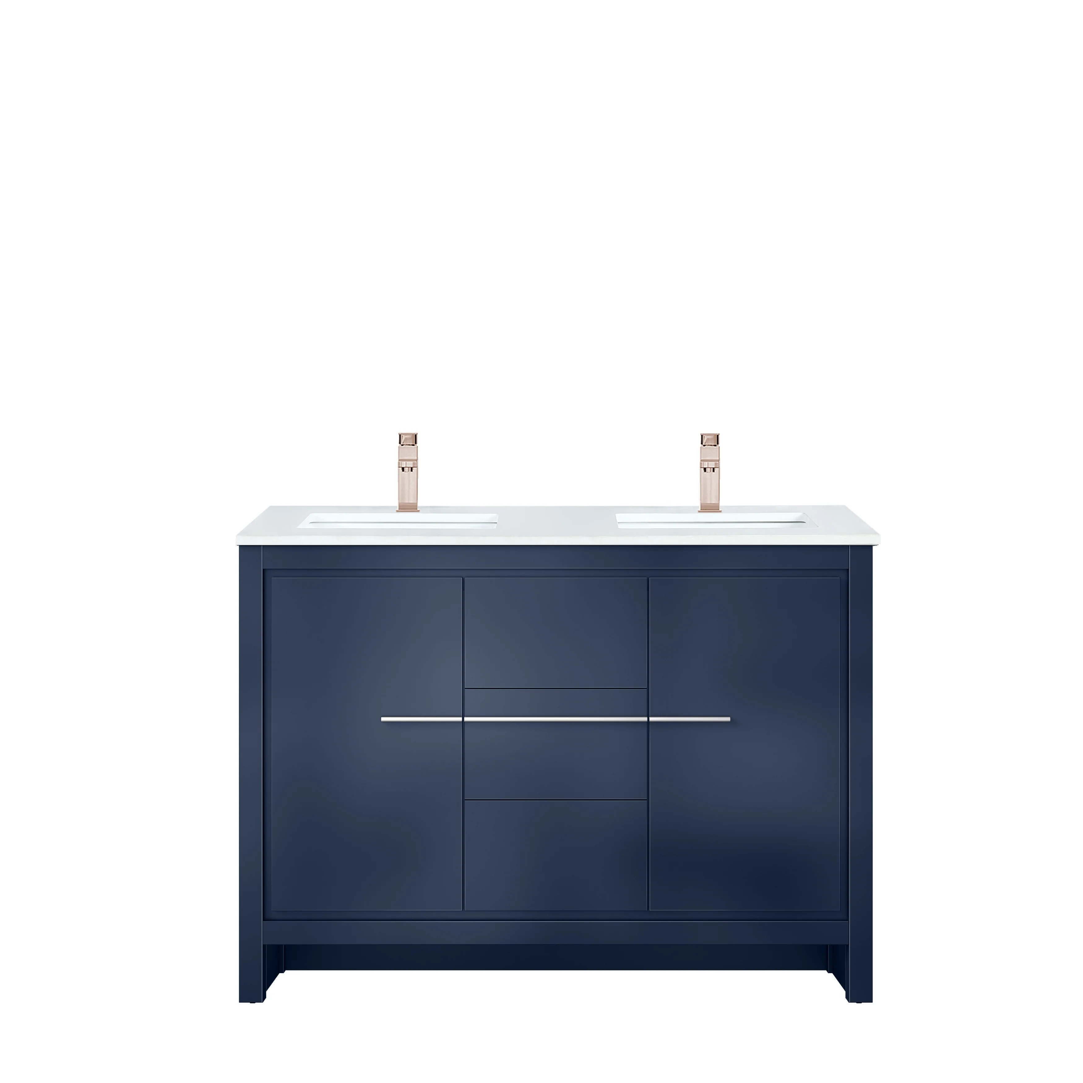 Lafarre Bath Vanity Cultured Marble Top, Sink and Rose Gold Faucet