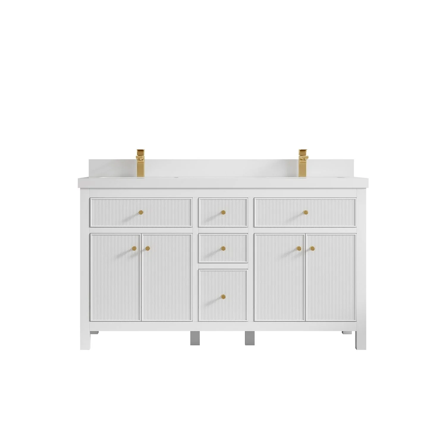 Willow Collections 60 in. W x 22 in D. Sonoma Free Standing Reeded Double Sink Bathroom Vanity with Countertop