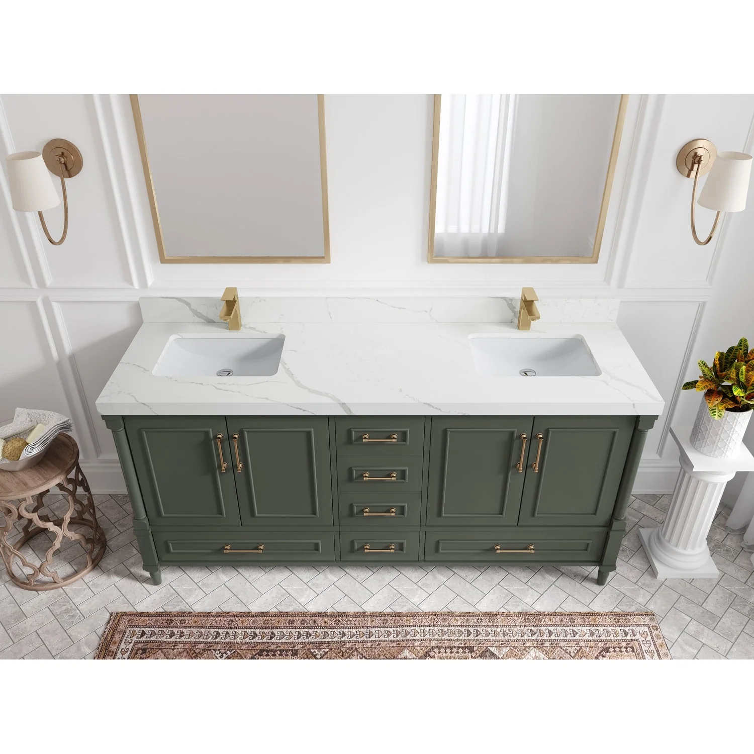 Willow Collections 72 in. W x 22 in. D Aberdeen Double Sink Bathroom Vanity with Countertops
