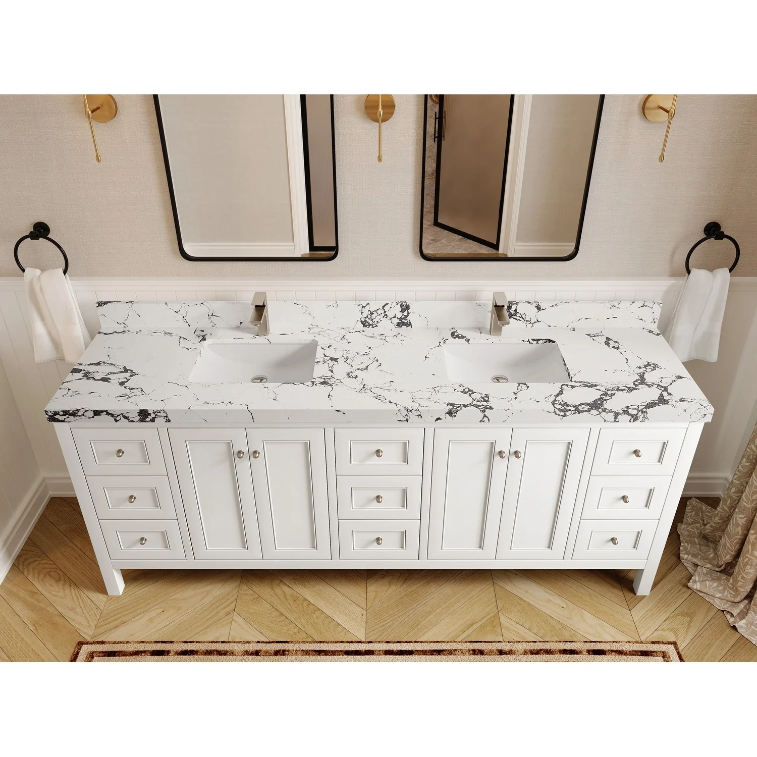 Willow Collections 84 in. W x 22 in. D Nashville Double Bowl Sink Bathroom Vanity with Countertop