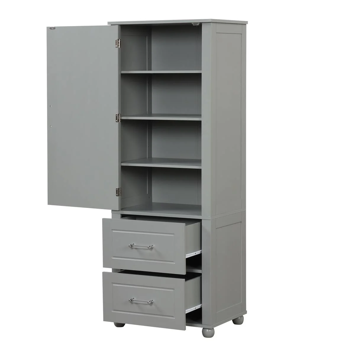 Freestanding Tall Bathroom Storage Cabinet with Door, 2 Drawers and Adjustable Shelf