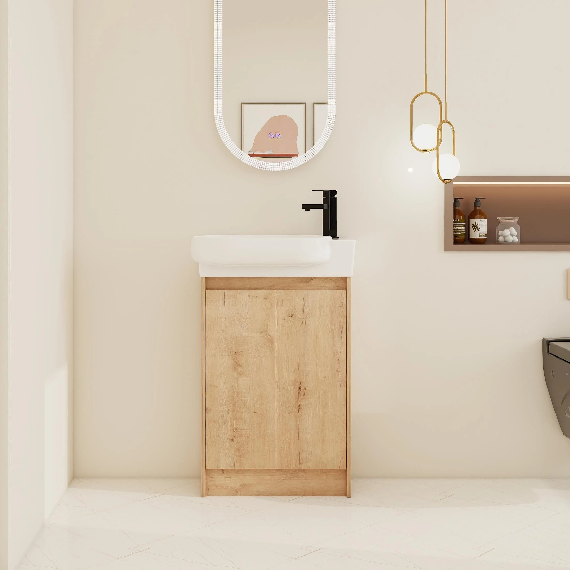 BNK 16/18/23 inch Freestanding/Floating Bathroom Vanity with Single Sink,Powder Room Vanity with Soft Close Door