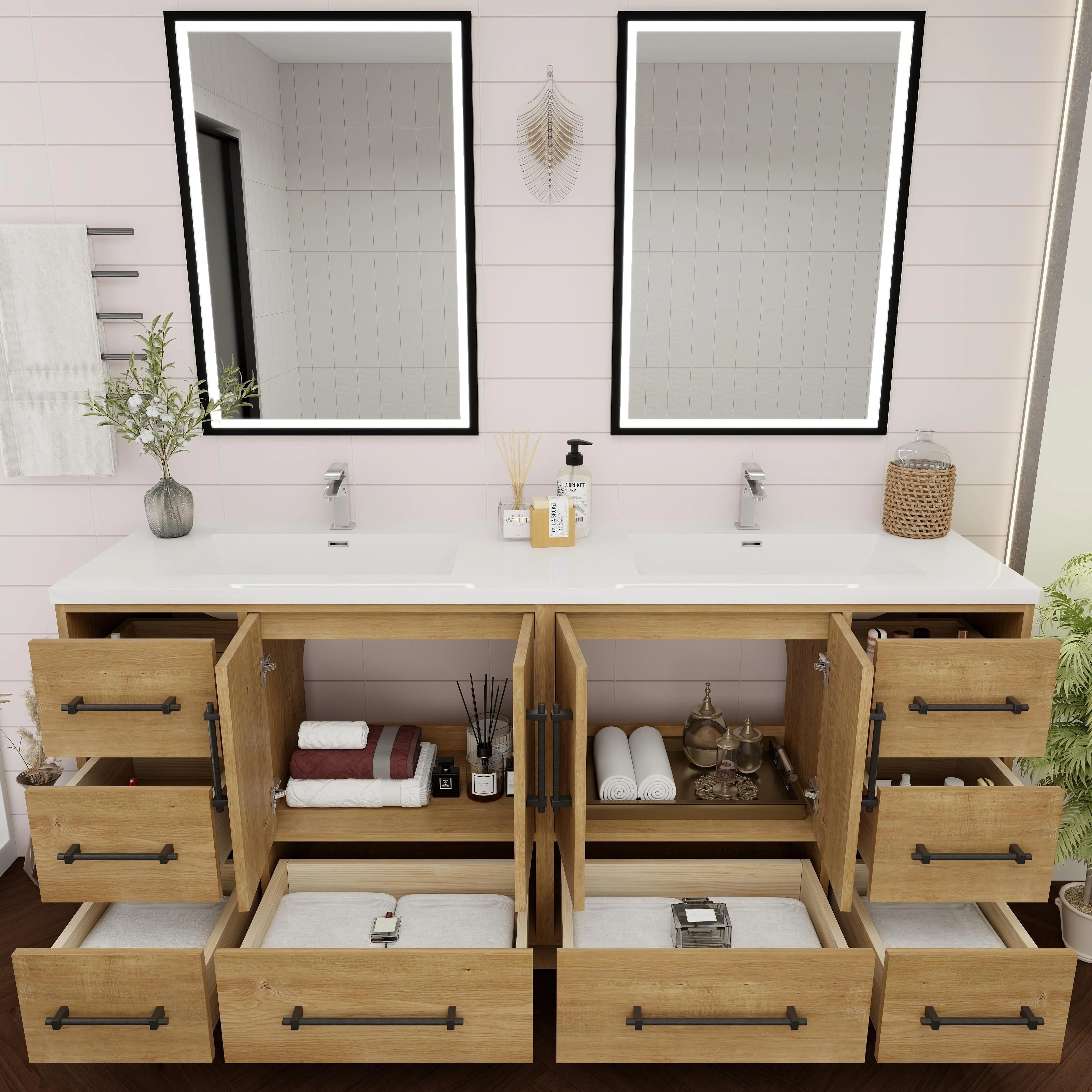 Victoria 72'' Freestanding Vanity with Double Reinforced Acrylic Sink - 71.5