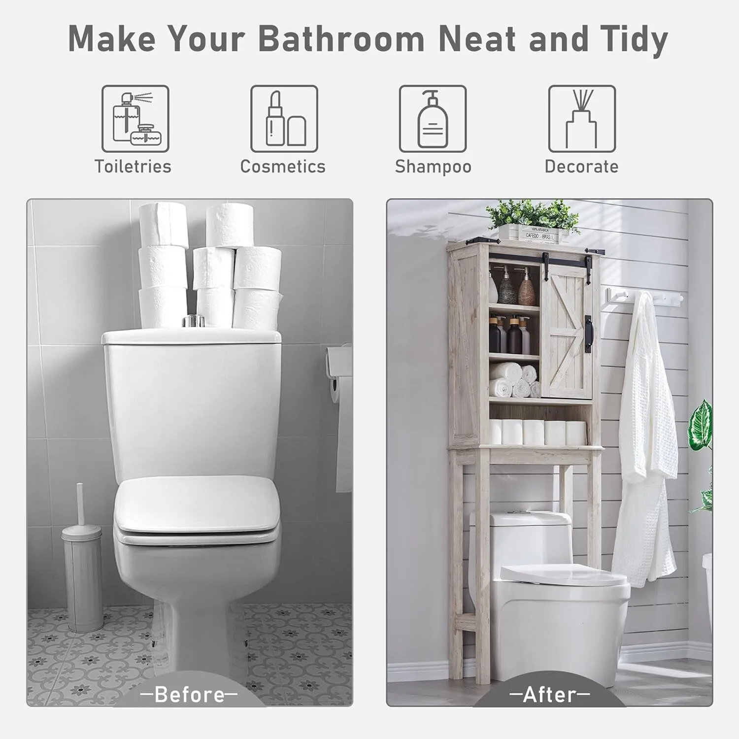 Farmhouse Over The Toilet Storage Cabinet, Cabinet Over Toilet