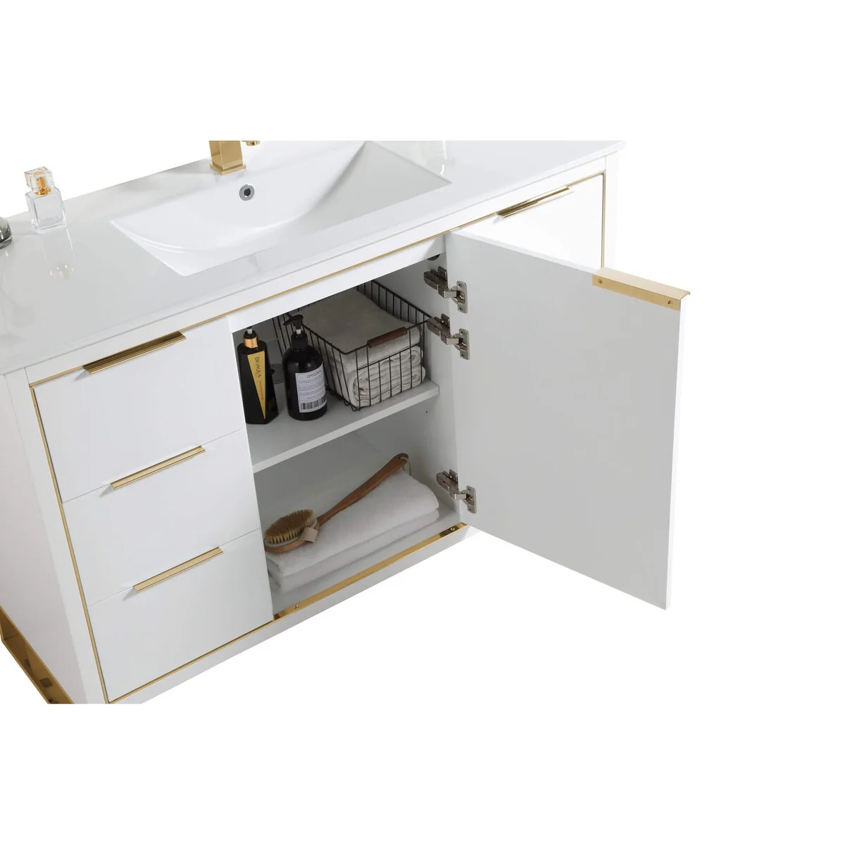 Fine Fixtures Opulence Collection Bathroom Vanity with White Ceramic Sink
