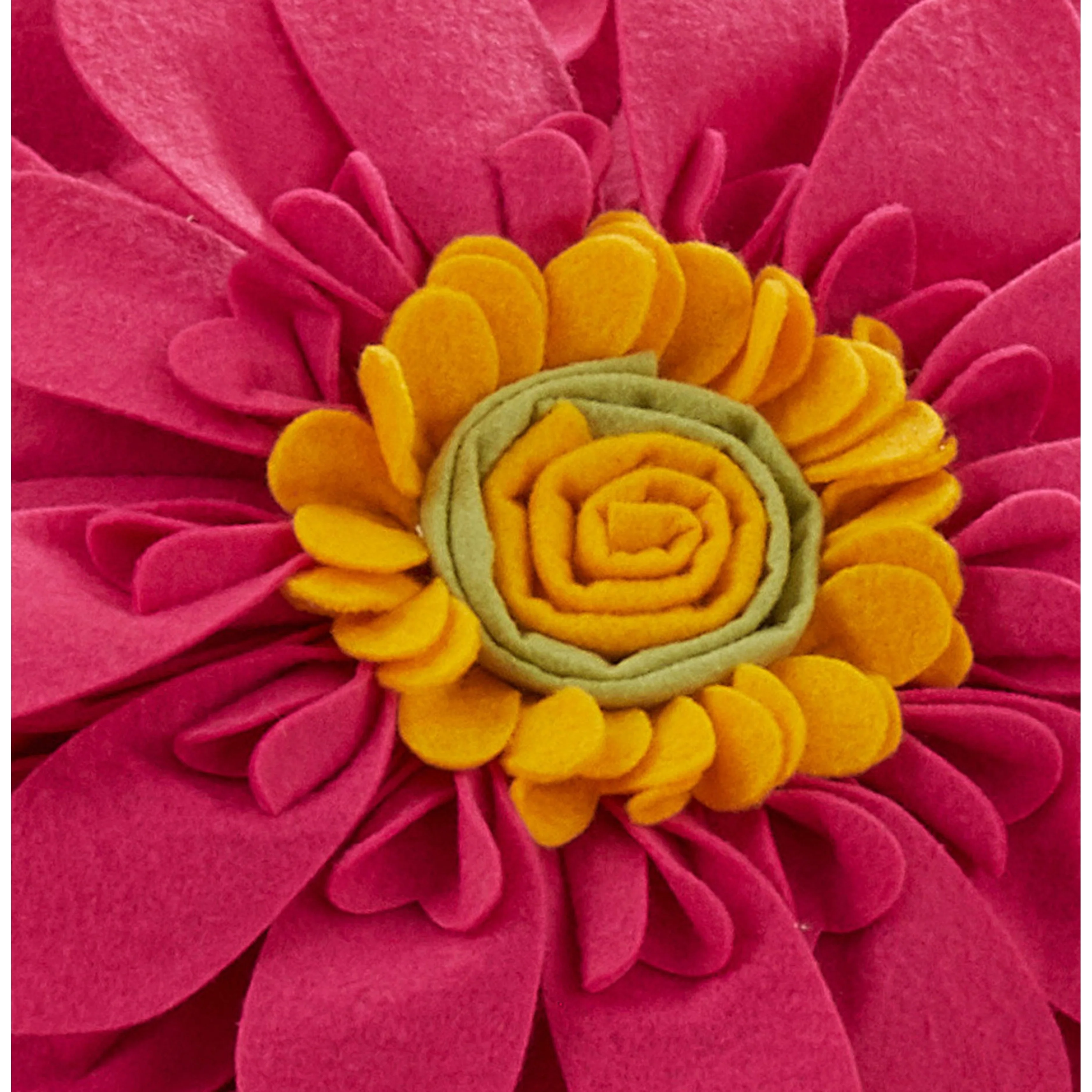 Felt Flower Design Poly-Filled Throw Pillow