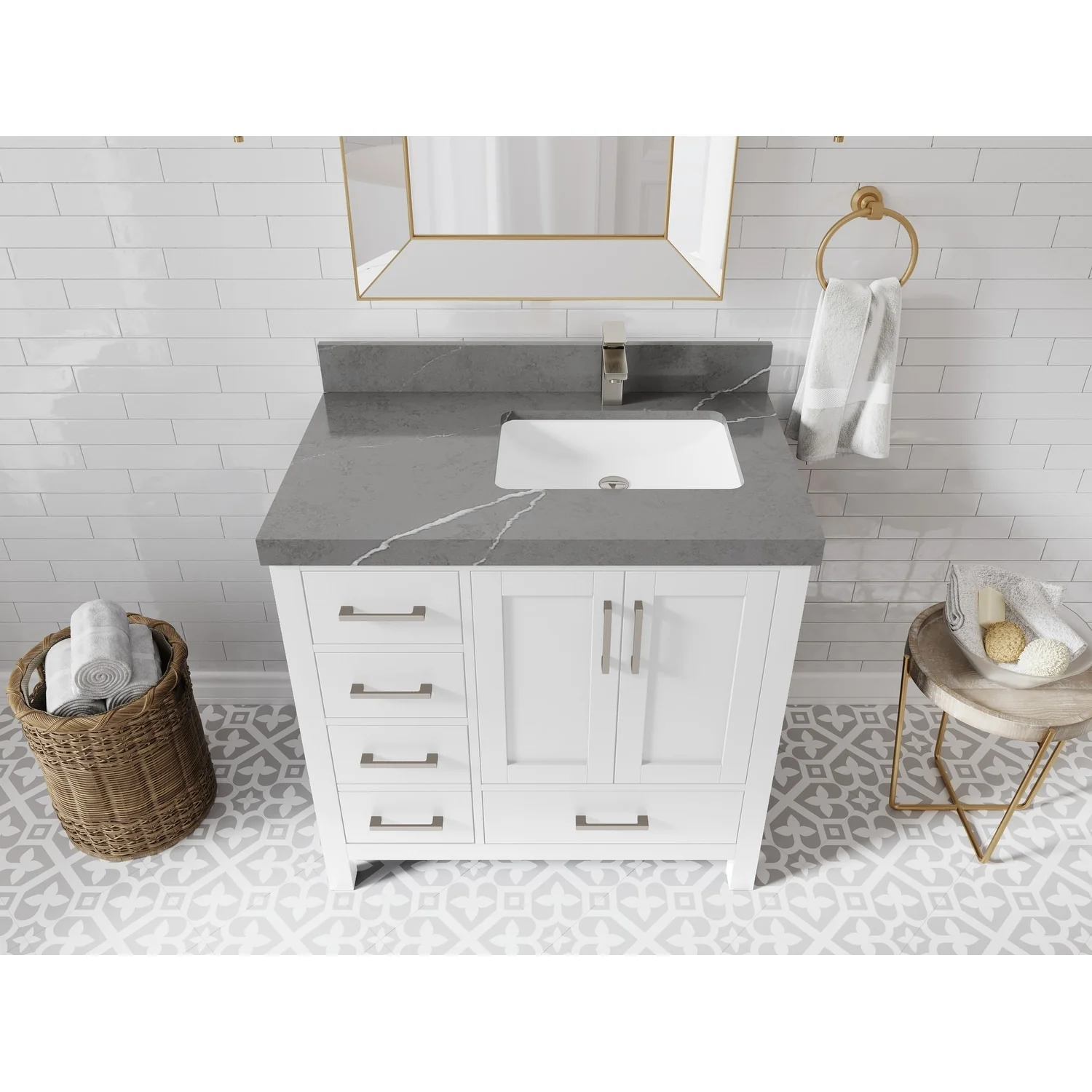 Willow Collections 36 in. W x 22 in. D Malibu Right Offset Sink Bathroom Vanity with Countertop