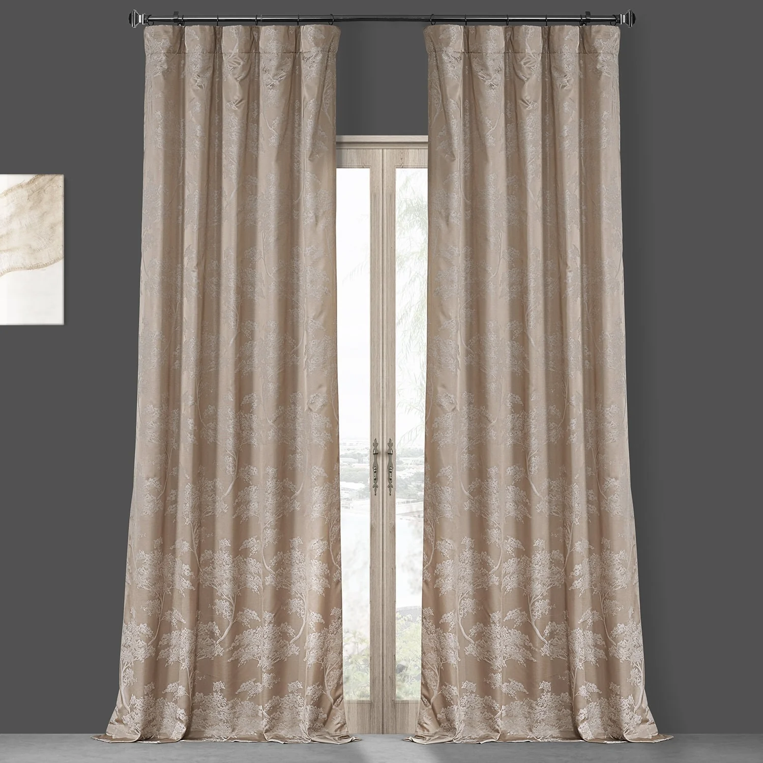 Exclusive Fabrics Sequoia Faux Silk Jacquard Curtain (1 Panel)