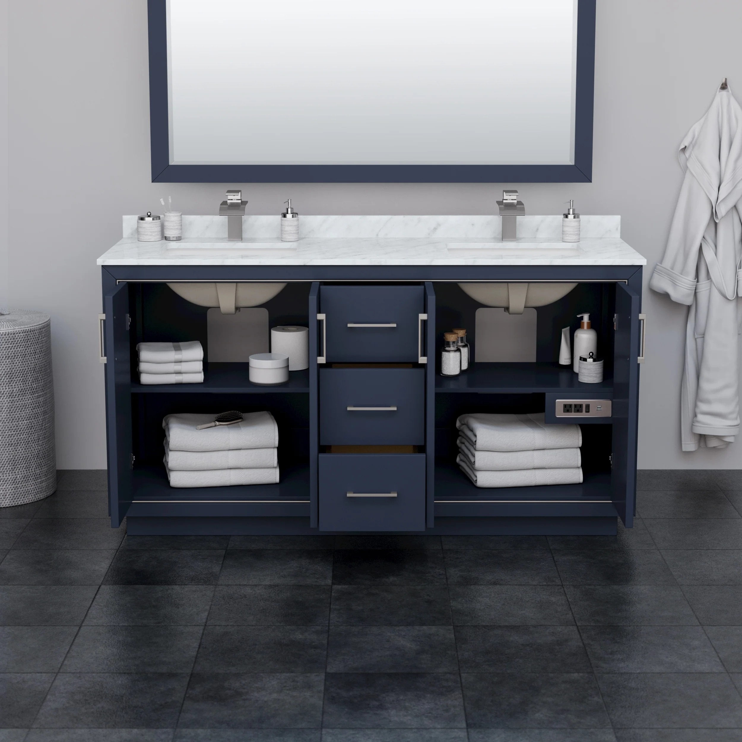 Icon Double Bathroom Vanity Cabinet, No Mirror