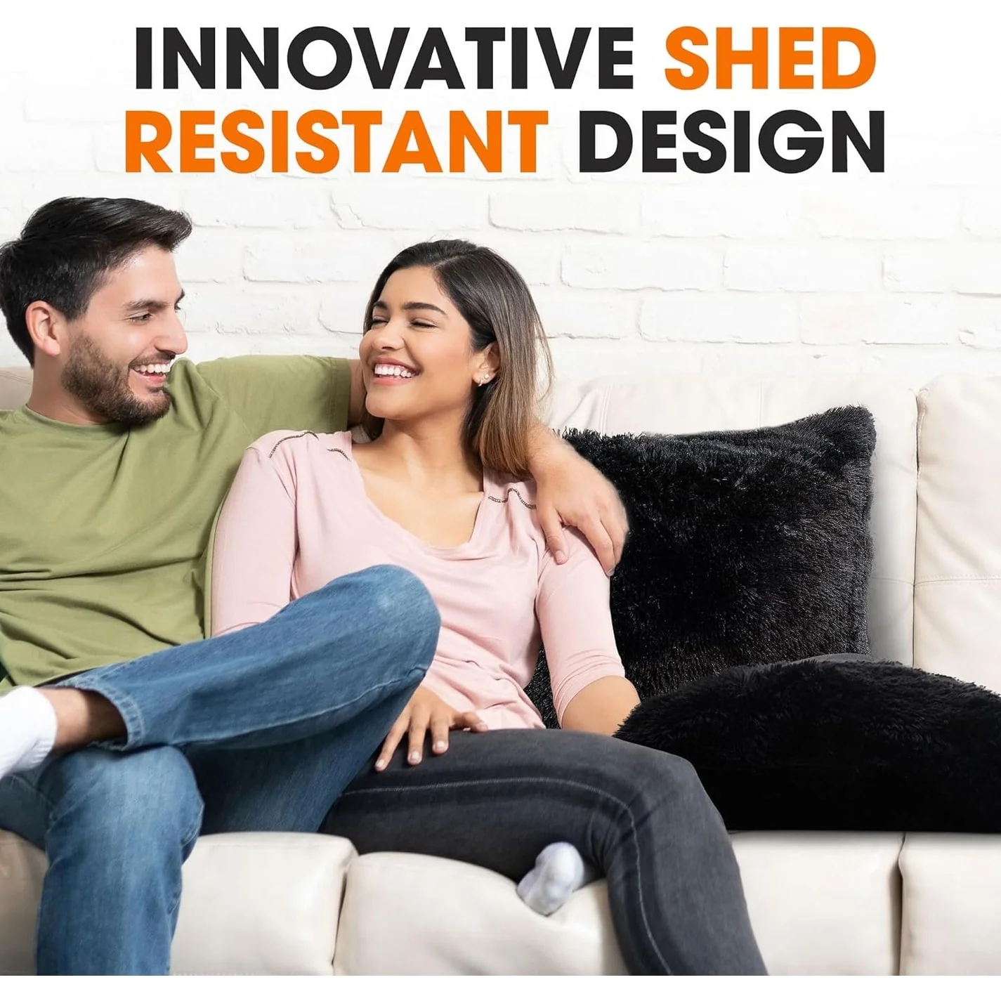 Cheer Collection Shaggy Long Hair Throw Pillows (Set of 2)