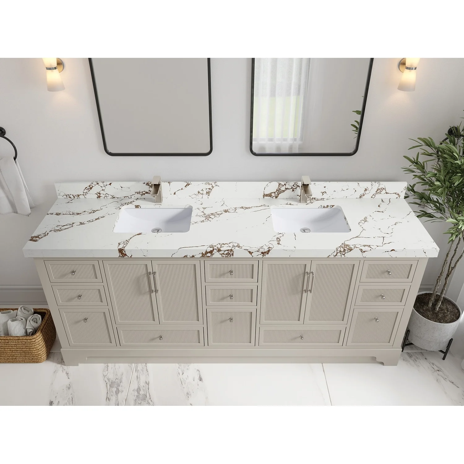 Willow Collections 84 in. W x 22 in. D Alys Double Bowl Sink Bathroom Vanity with Countertop