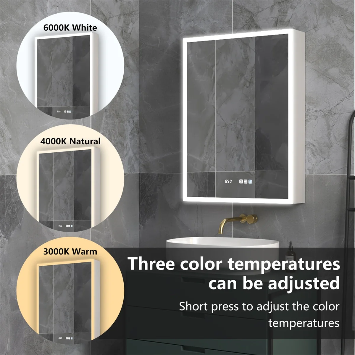 ExBrite Led Lighted Medicine Cabinet Recessed or Surface with Mirrors