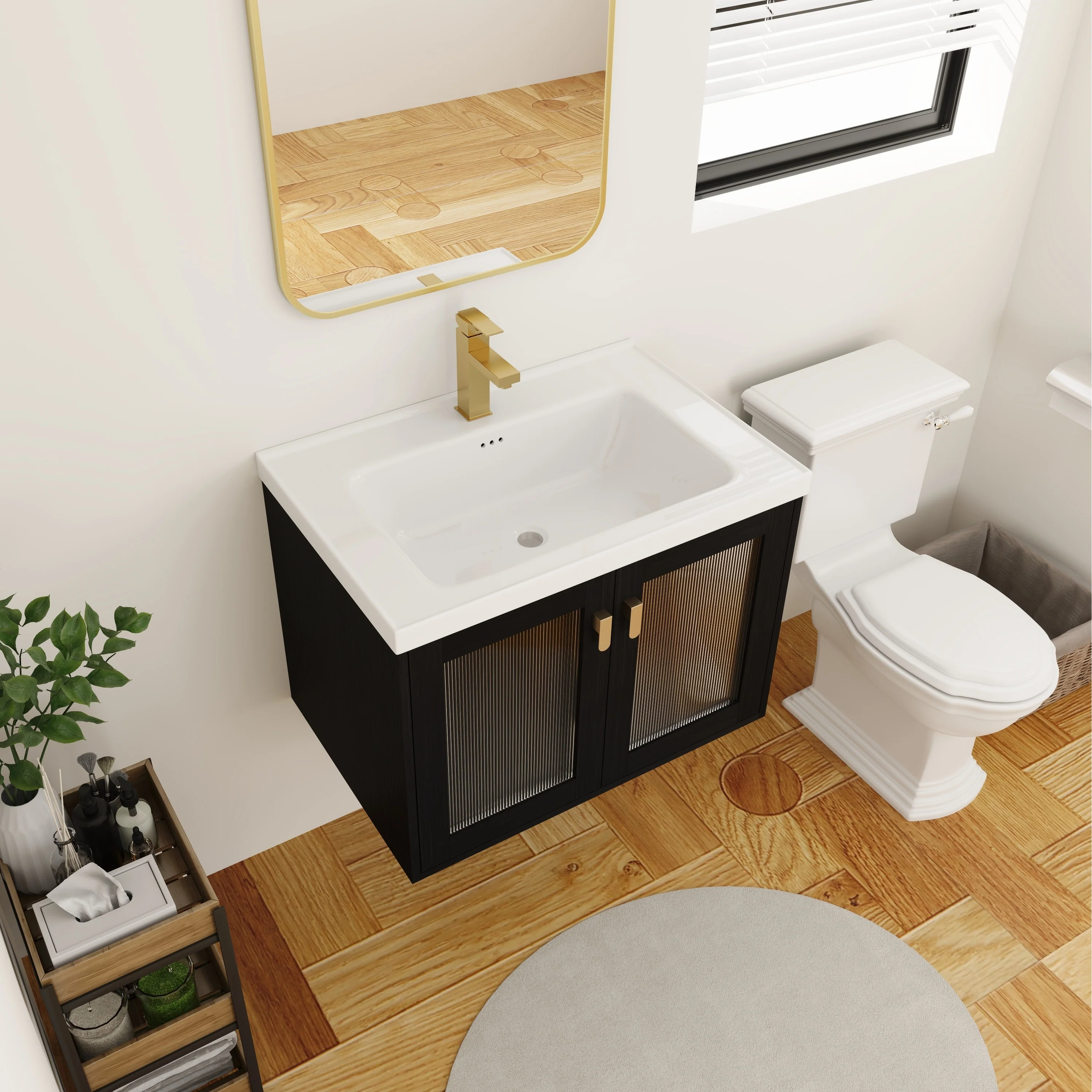 BNK 28/ 32/36/40 Inch Single Sink Bathroom Vanity with Soft Close Door, Modern Floating Vanity
