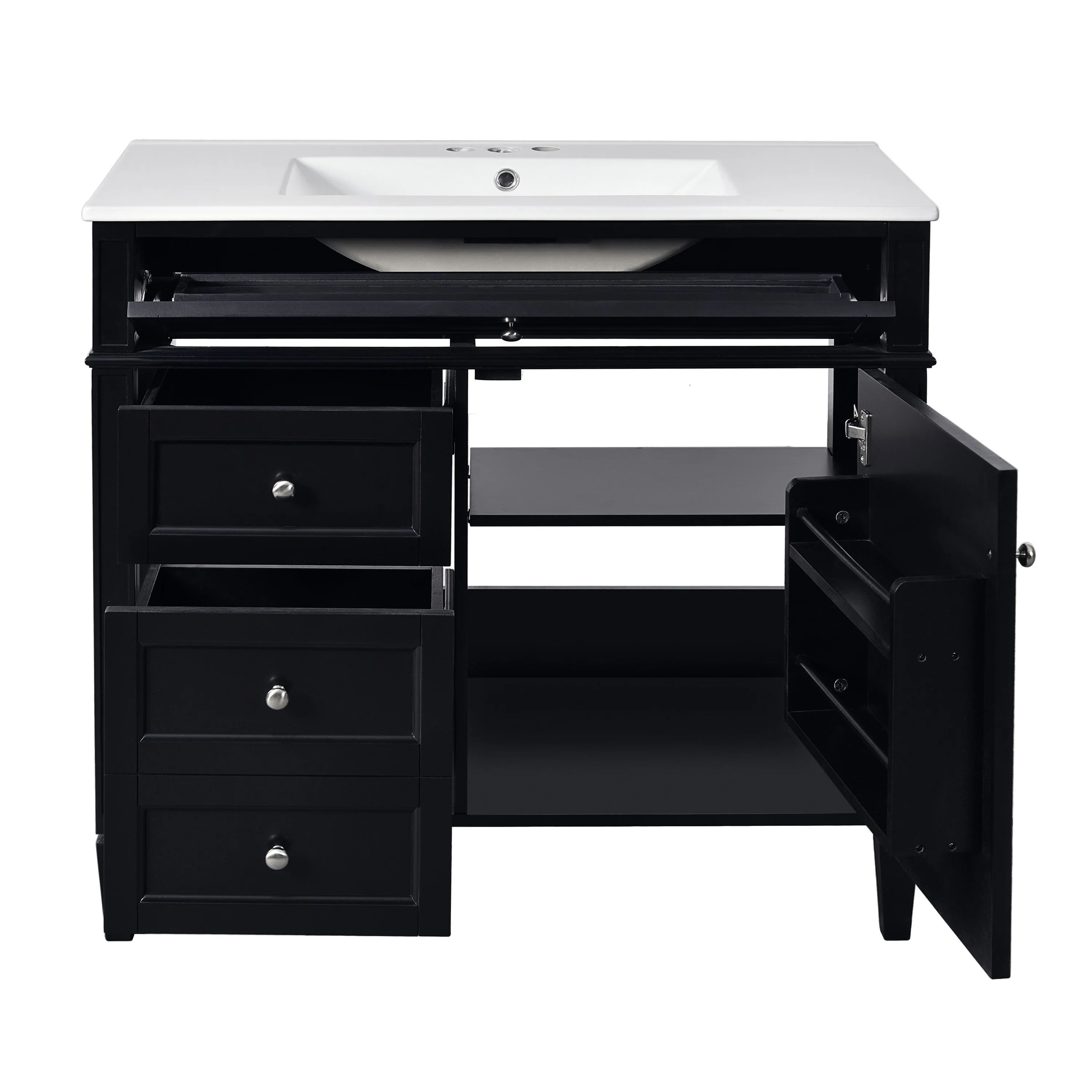 Bathroom Vanity with Single Sink, Bathroom Vanities with 2 Drawers, Bathroom Storage Cabinet with 1 Tip-Out Drawer and 1 Door